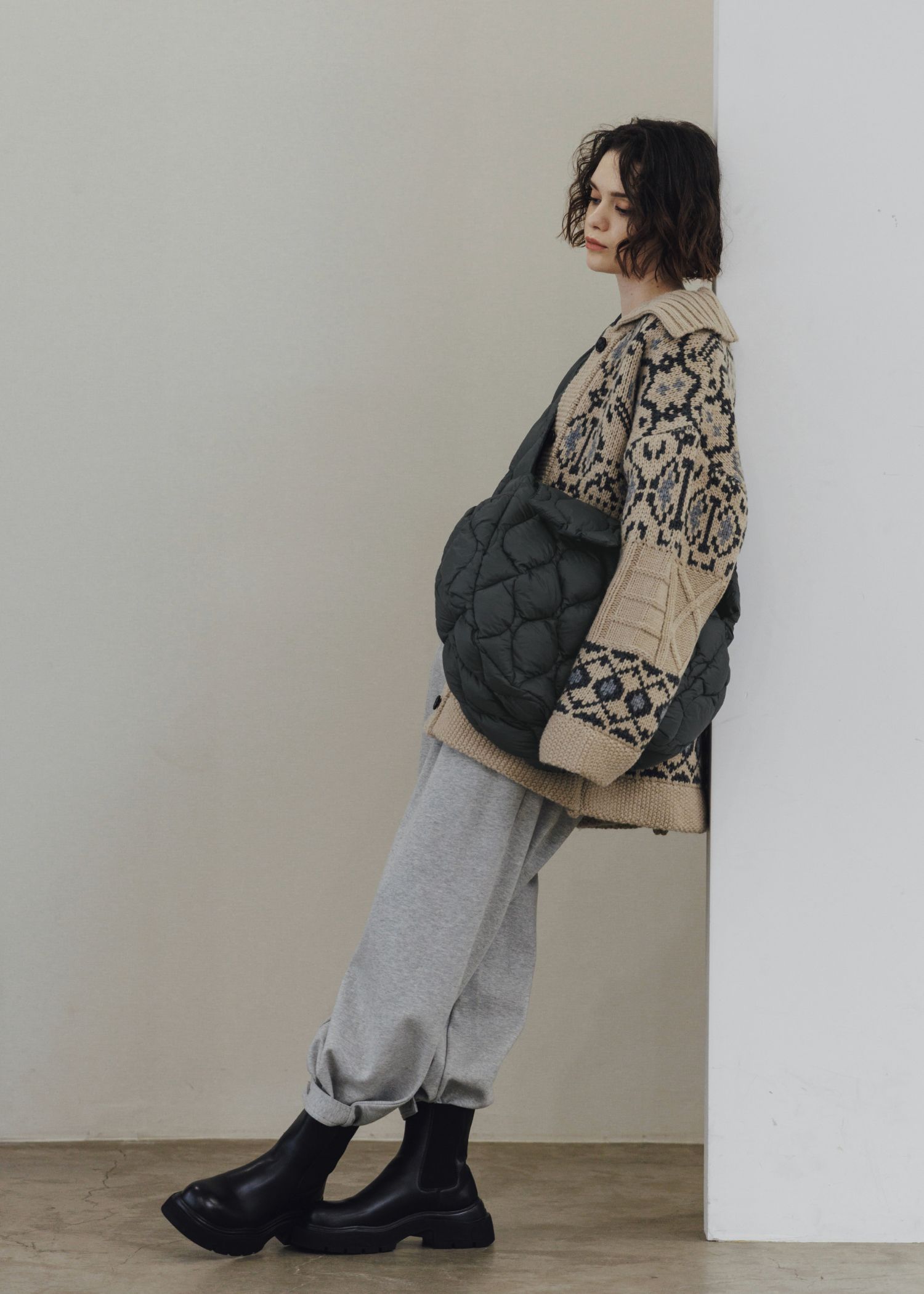 nordic pattern knit cowichan jacket