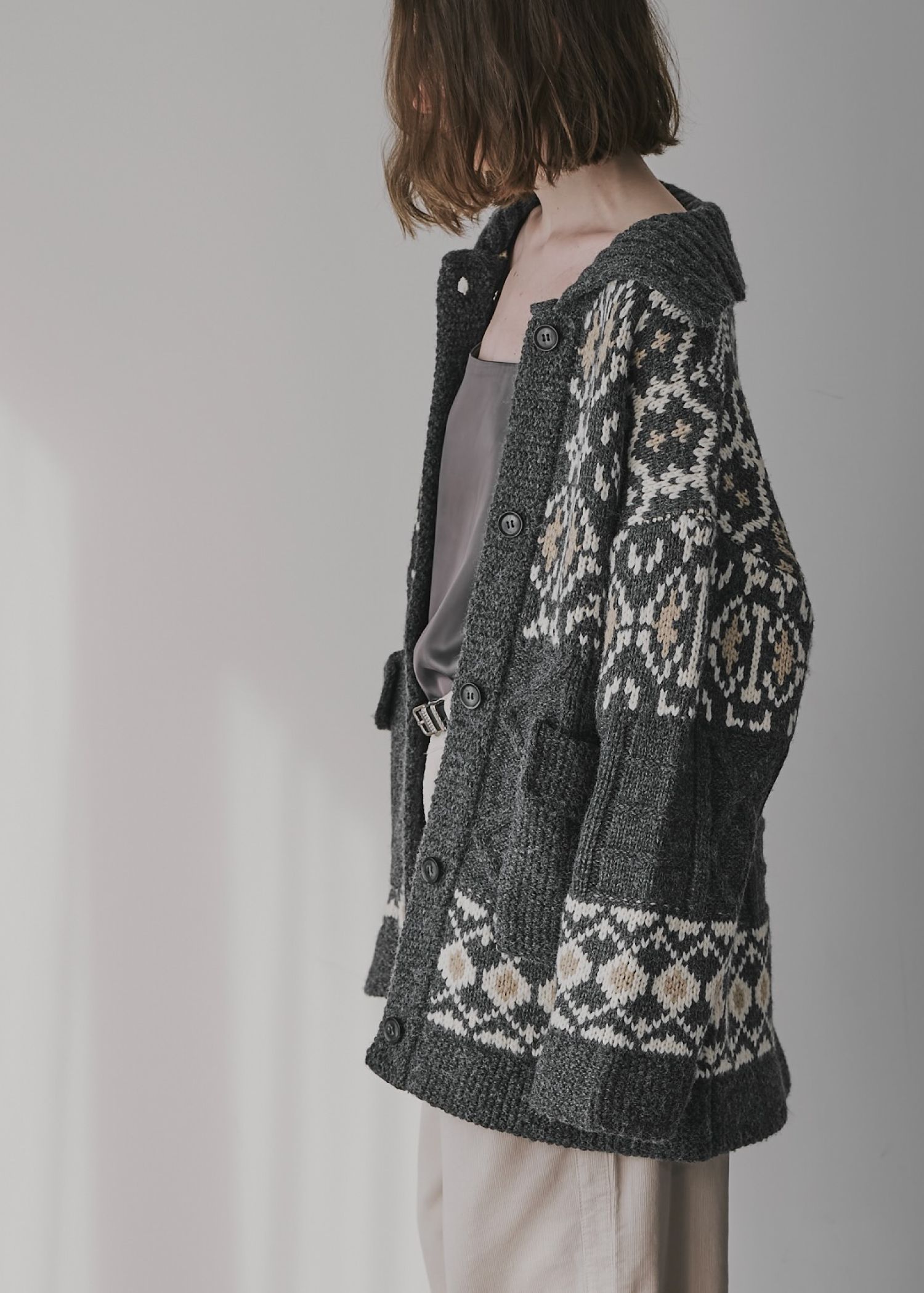 nordic pattern knit cowichan jacket