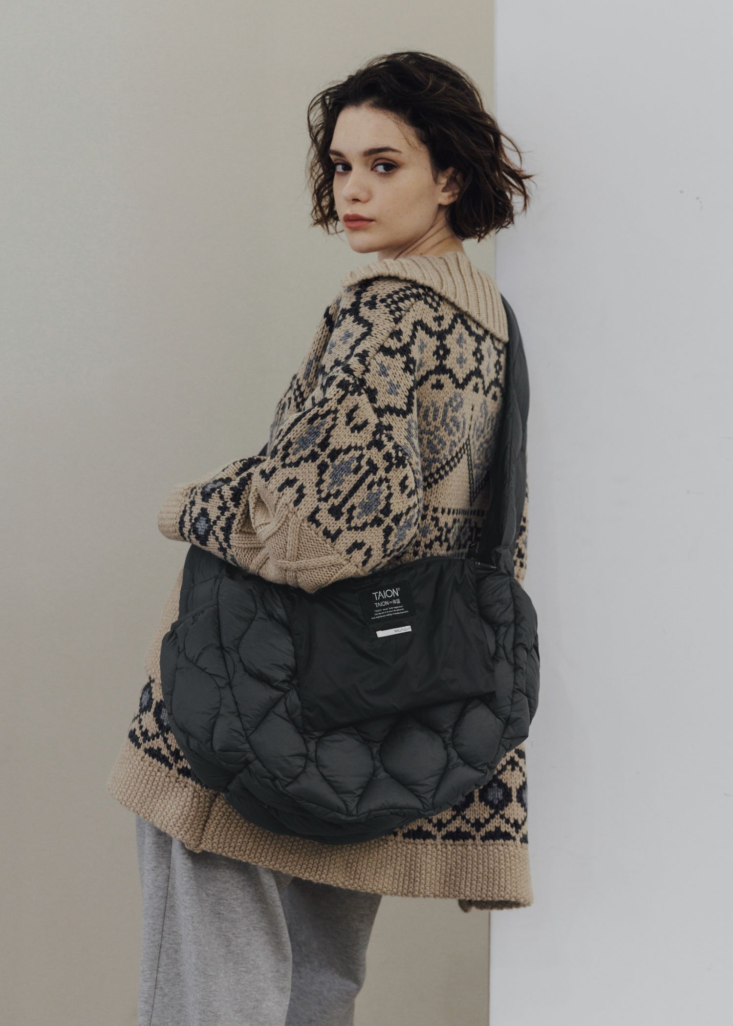 nordic pattern knit cowichan jacket