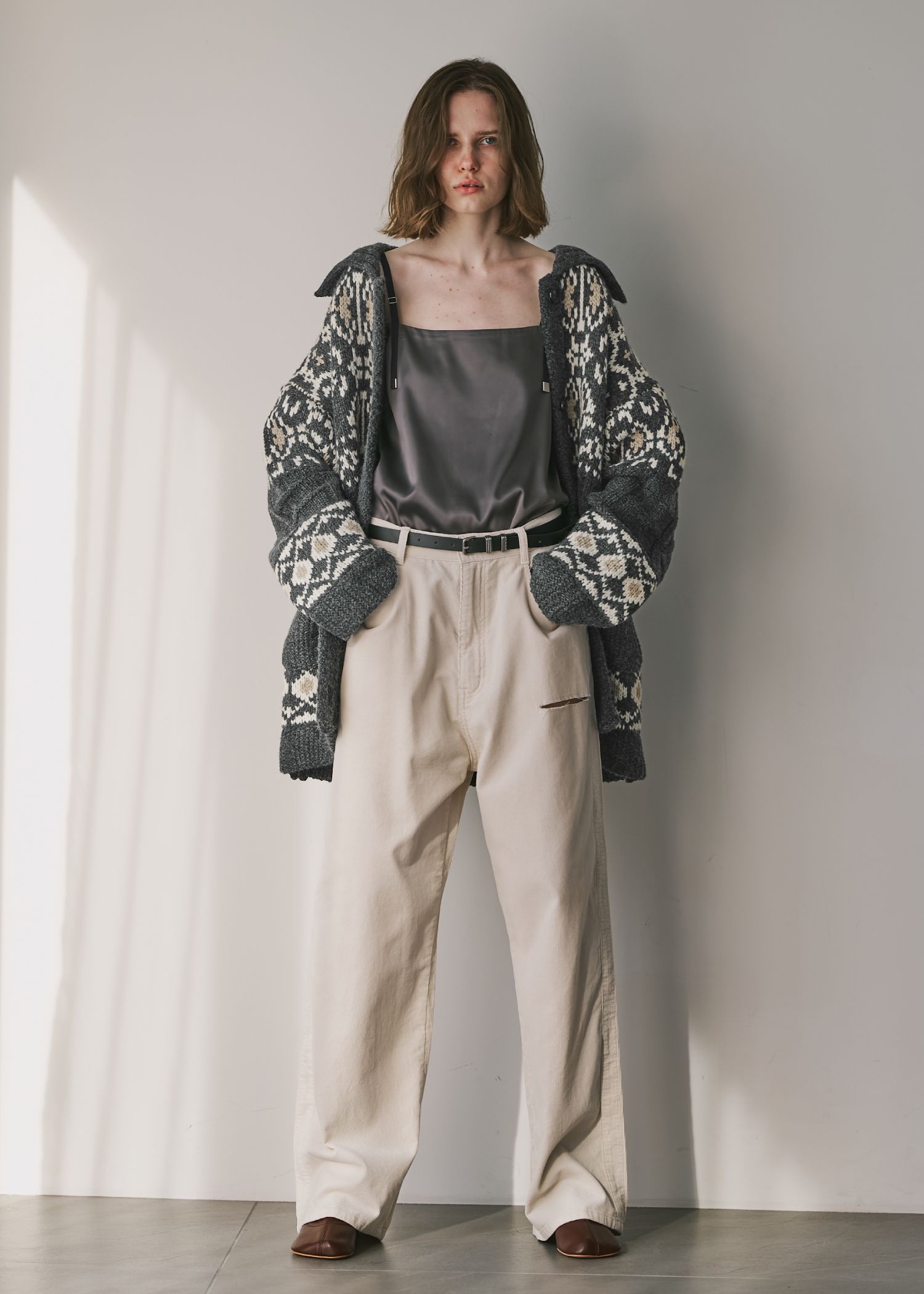 nordic pattern knit cowichan jacket