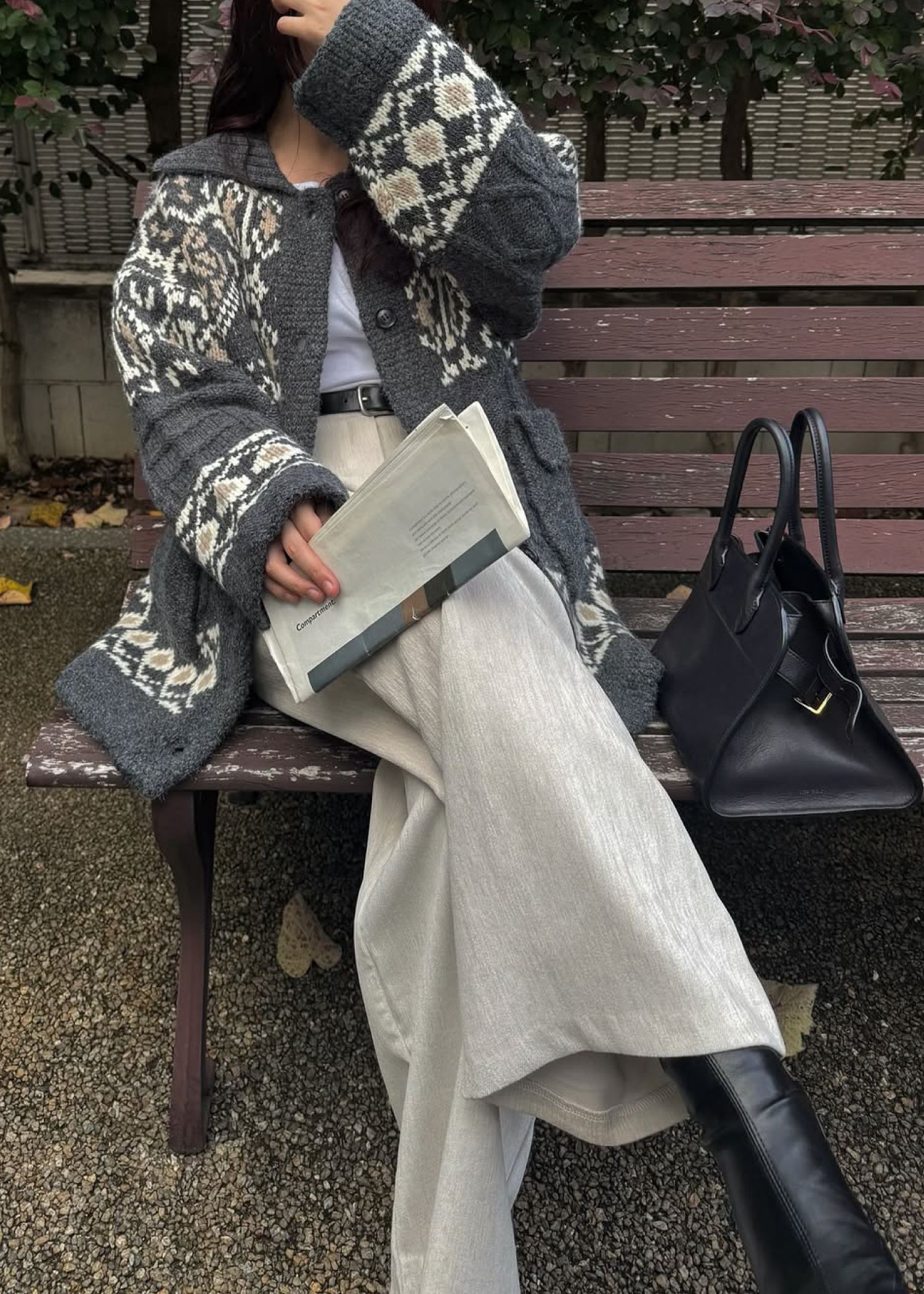 nordic pattern knit cowichan jacket