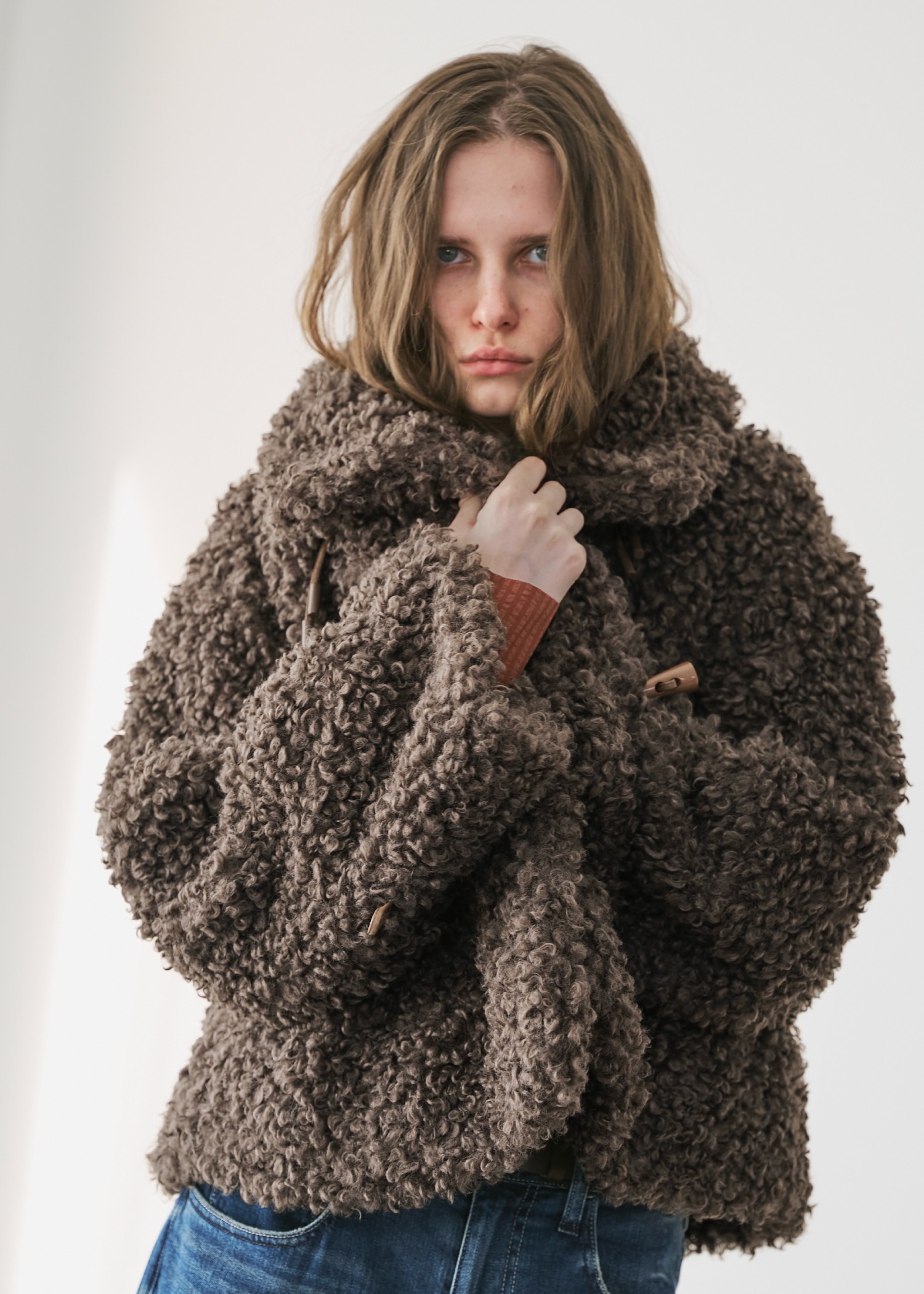 poodle fur cord toggle short JK