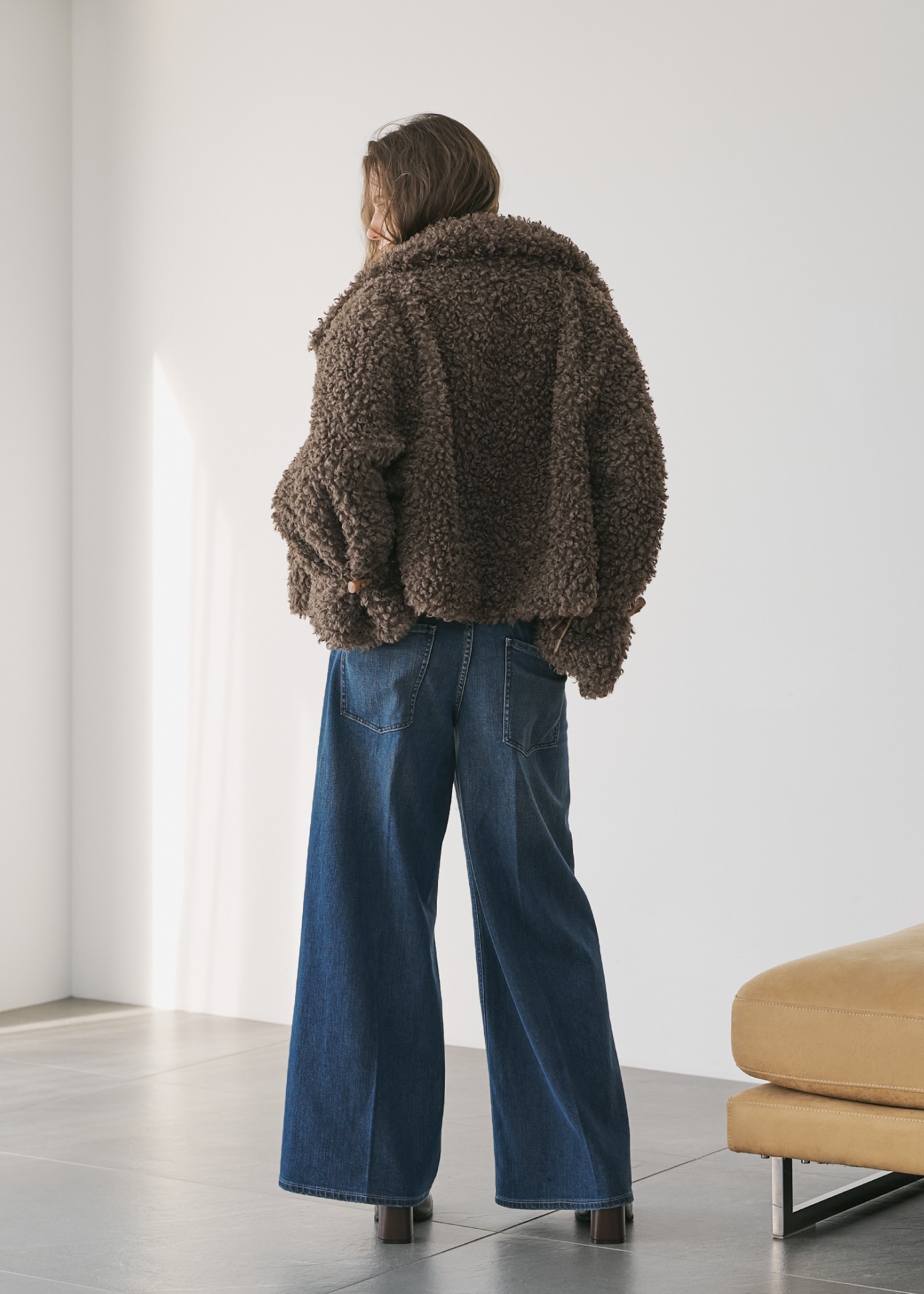 poodle fur cord toggle short JK