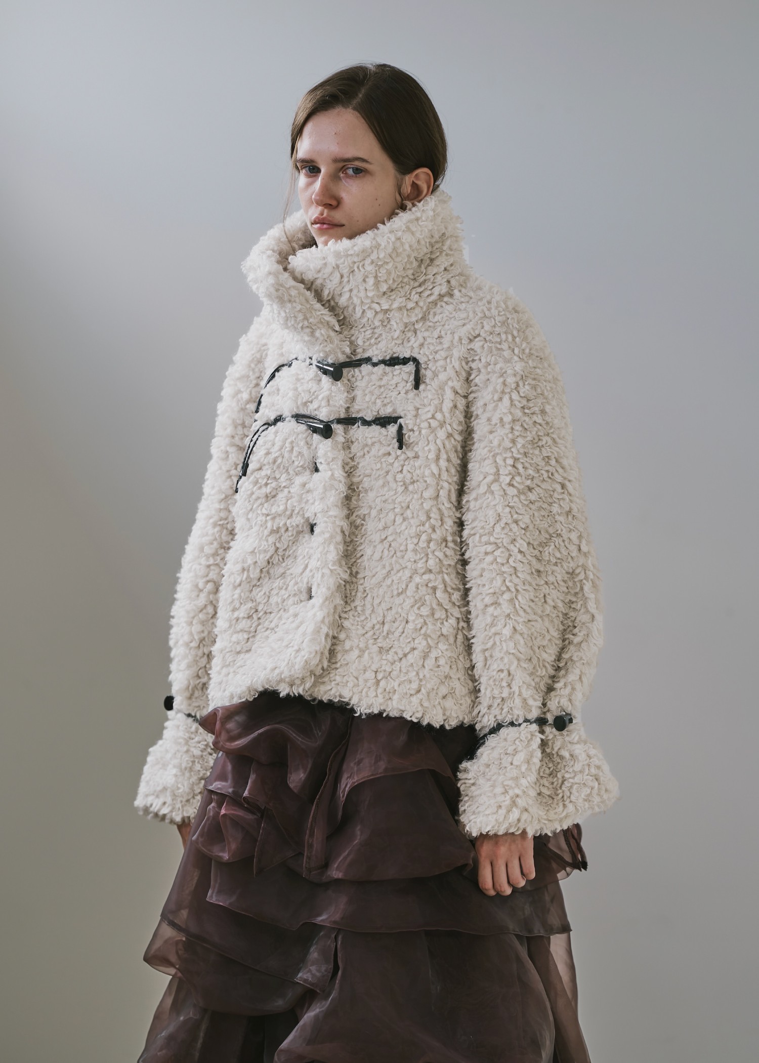 poodle fur cord toggle short JK