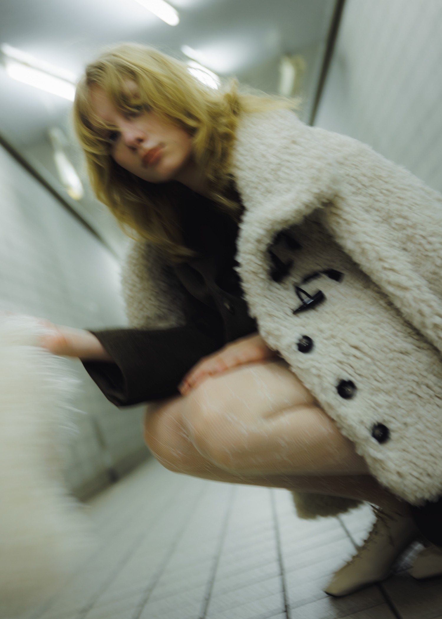 poodle fur cord toggle short JK