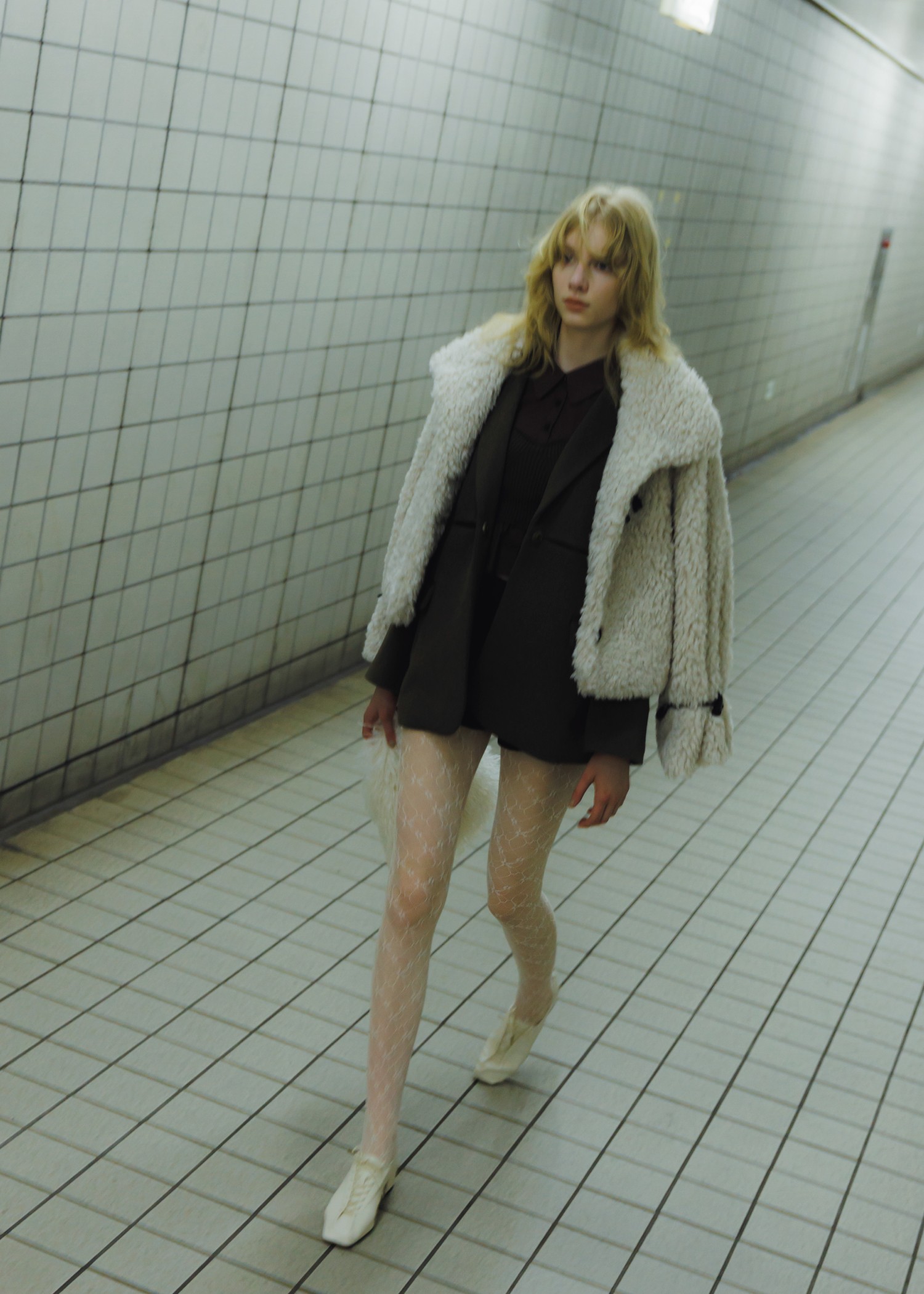 poodle fur cord toggle short JK