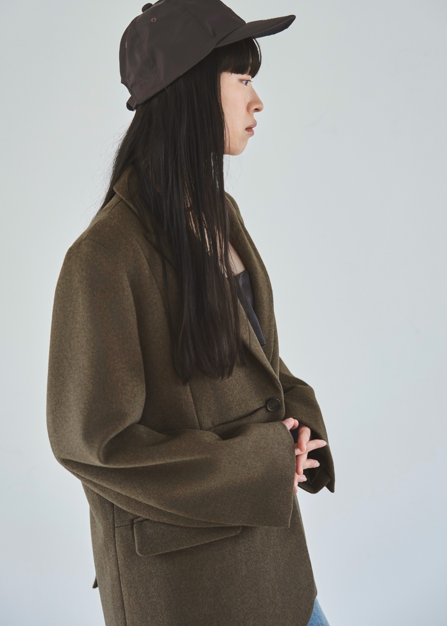 peaked lapel waist tuck oversize JK