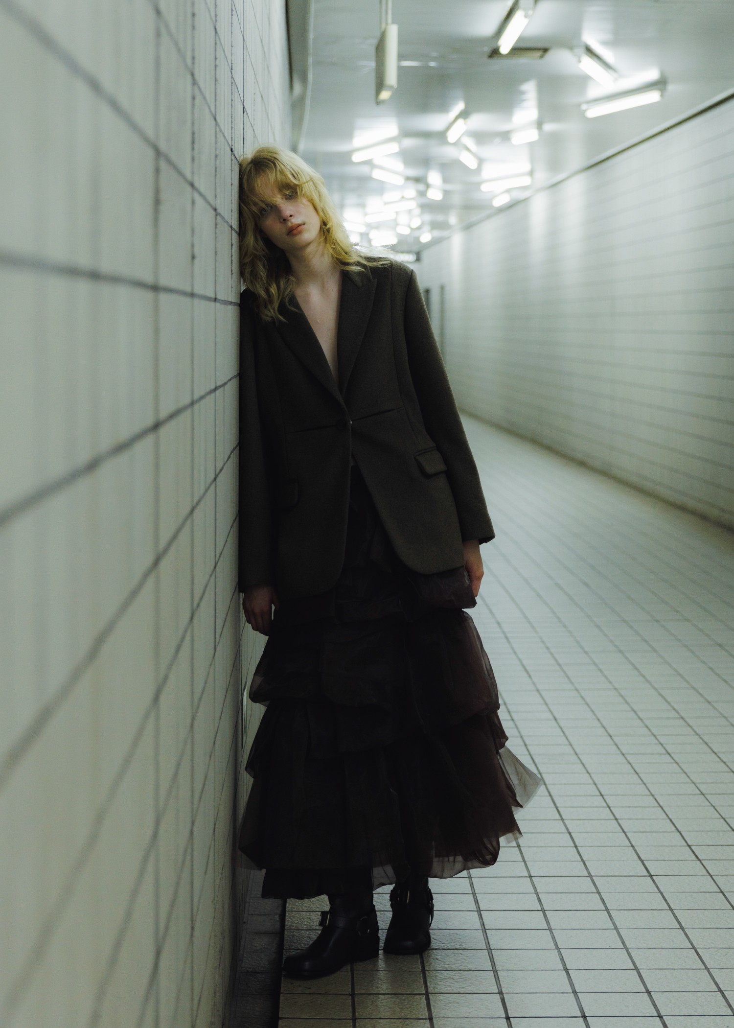 peaked lapel waist tuck oversize JK