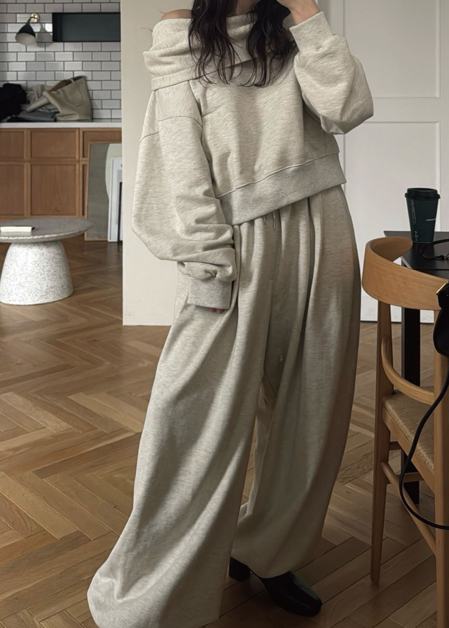 volume tuck drawstring hem sweat PT