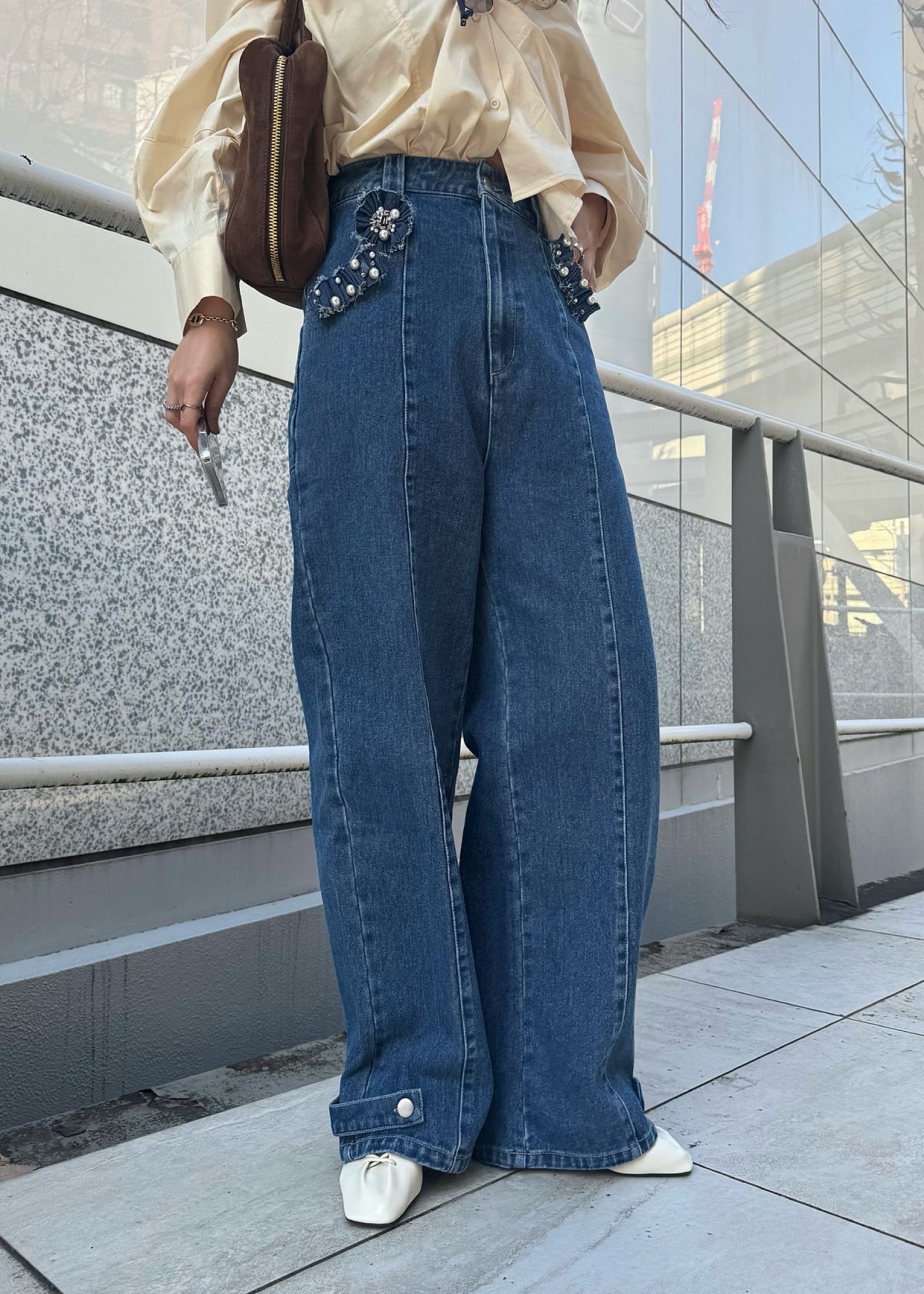 hem adjust center seam broach denim PT