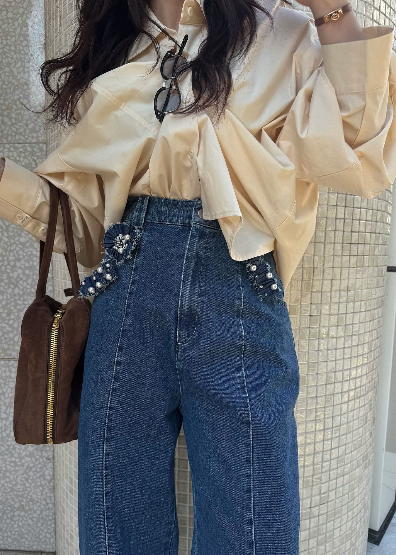 hem adjust center seam broach denim PT