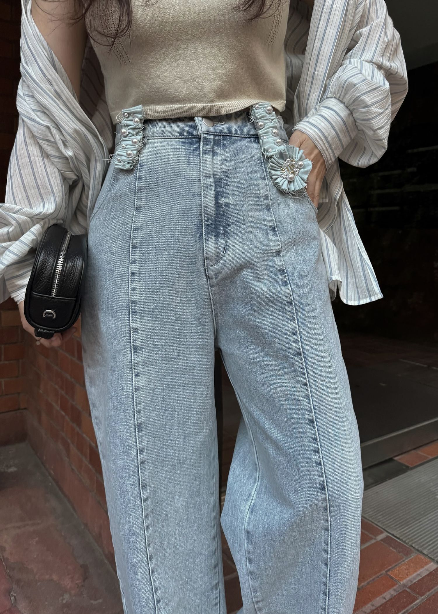 hem adjust center seam broach denim PT