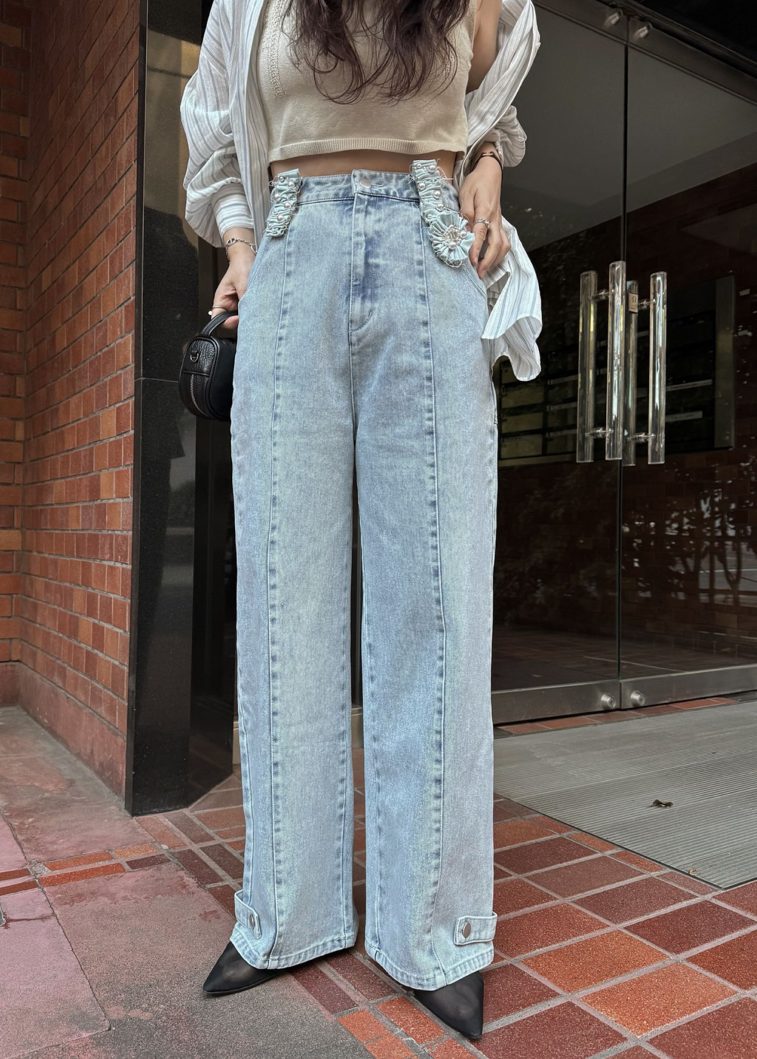 hem adjust center seam broach denim PT