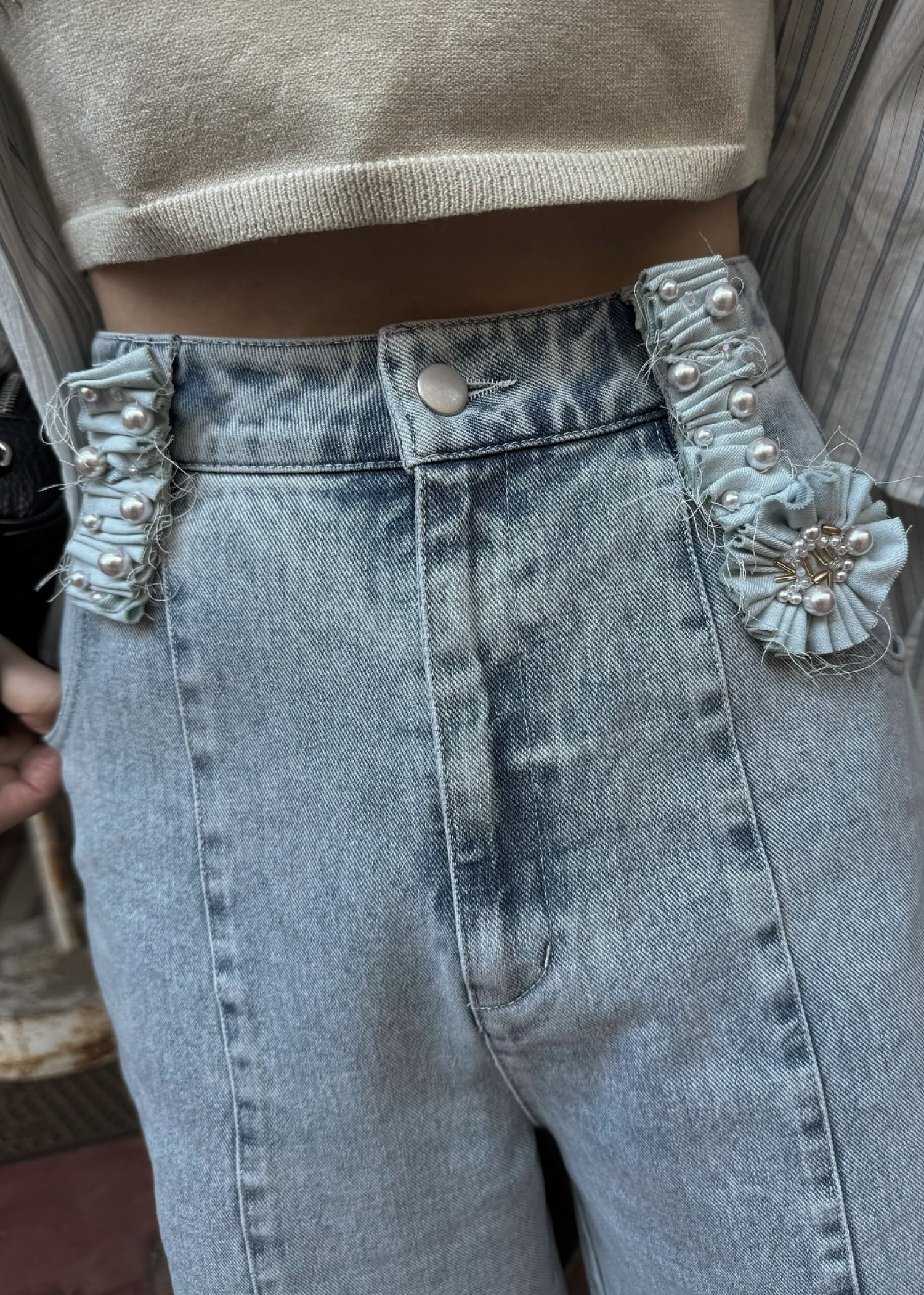 hem adjust center seam broach denim PT