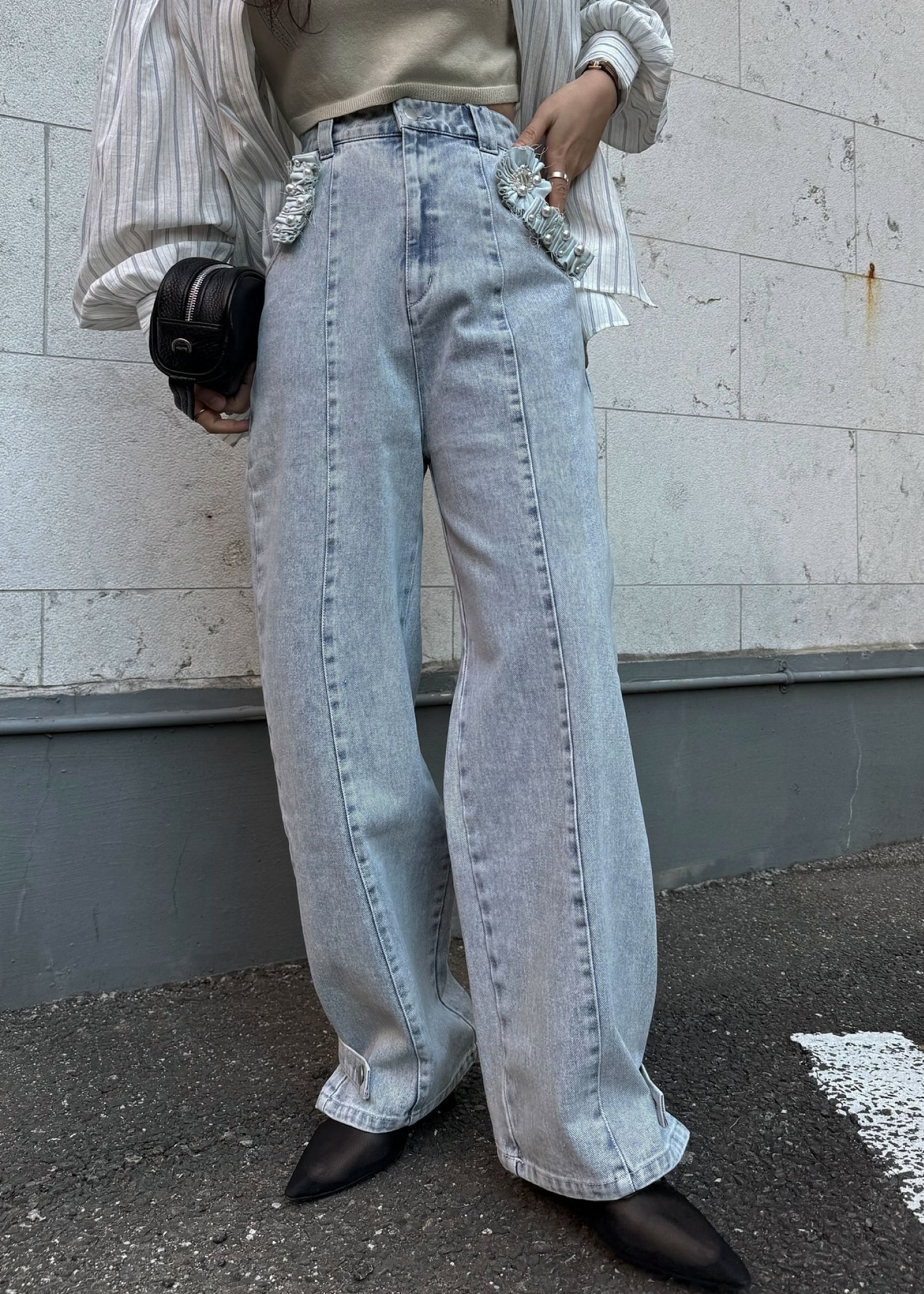 hem adjust center seam broach denim PT