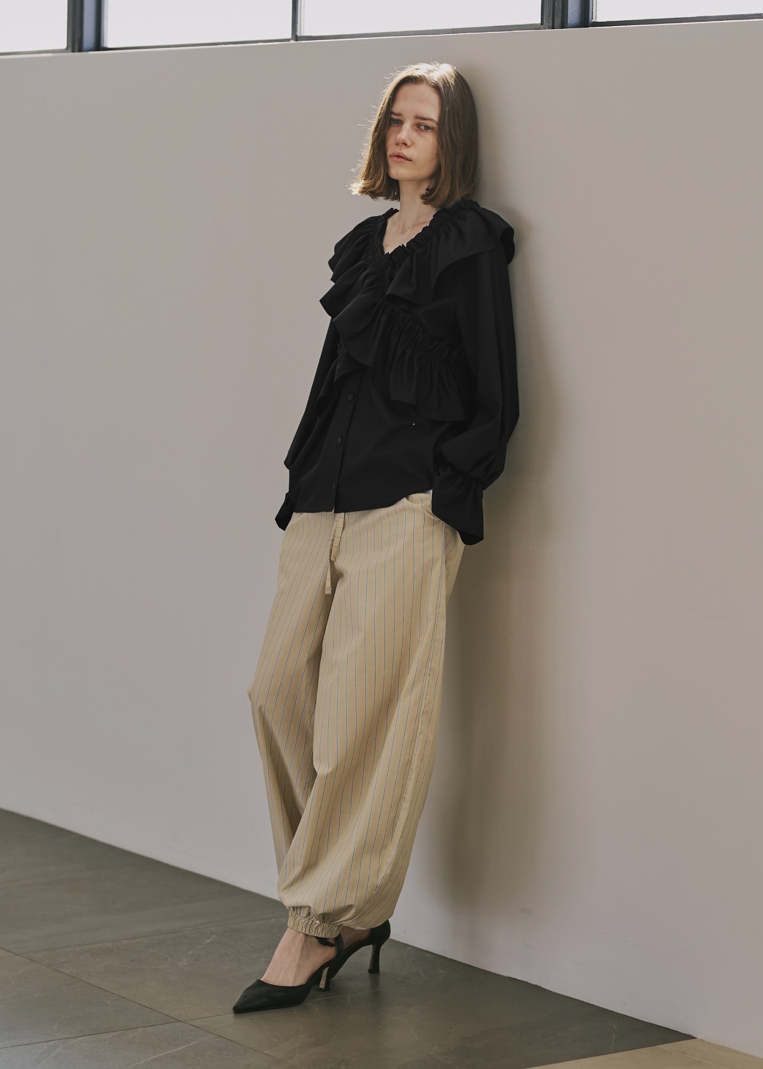 stripe volume wide shirring PT