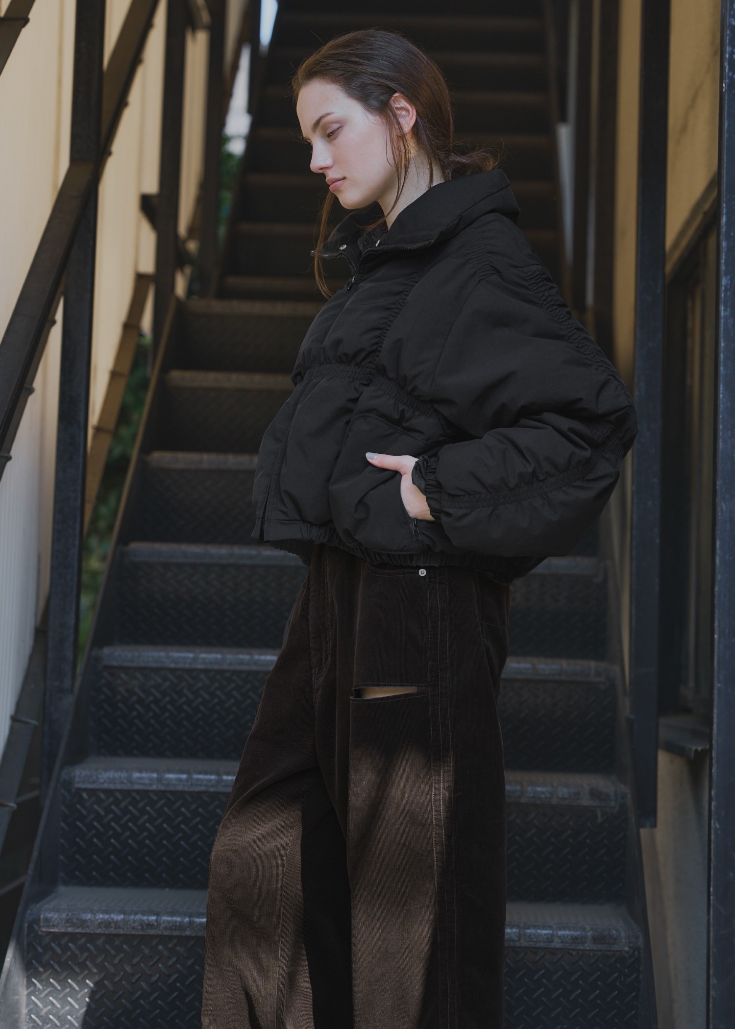 corduroy loose asymmetry notch PT