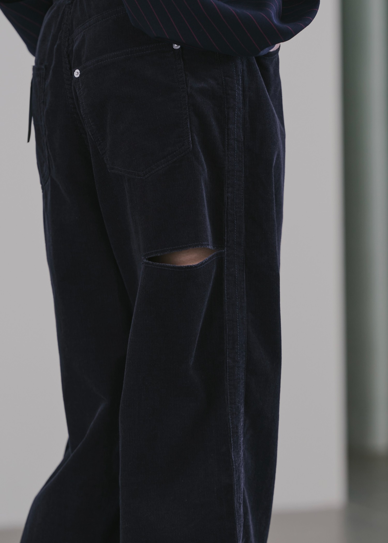 corduroy loose asymmetry notch PT