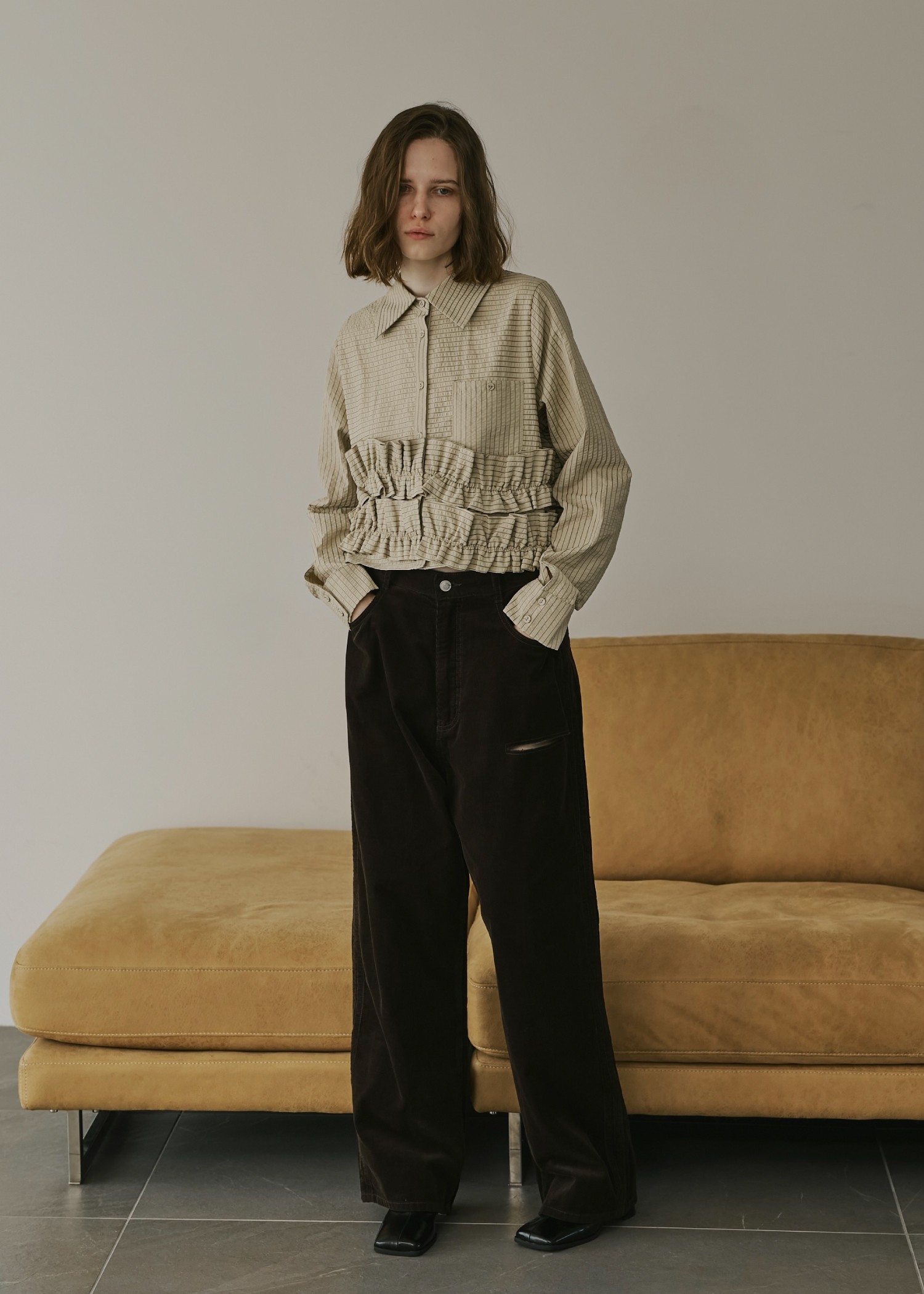 corduroy loose asymmetry notch PT