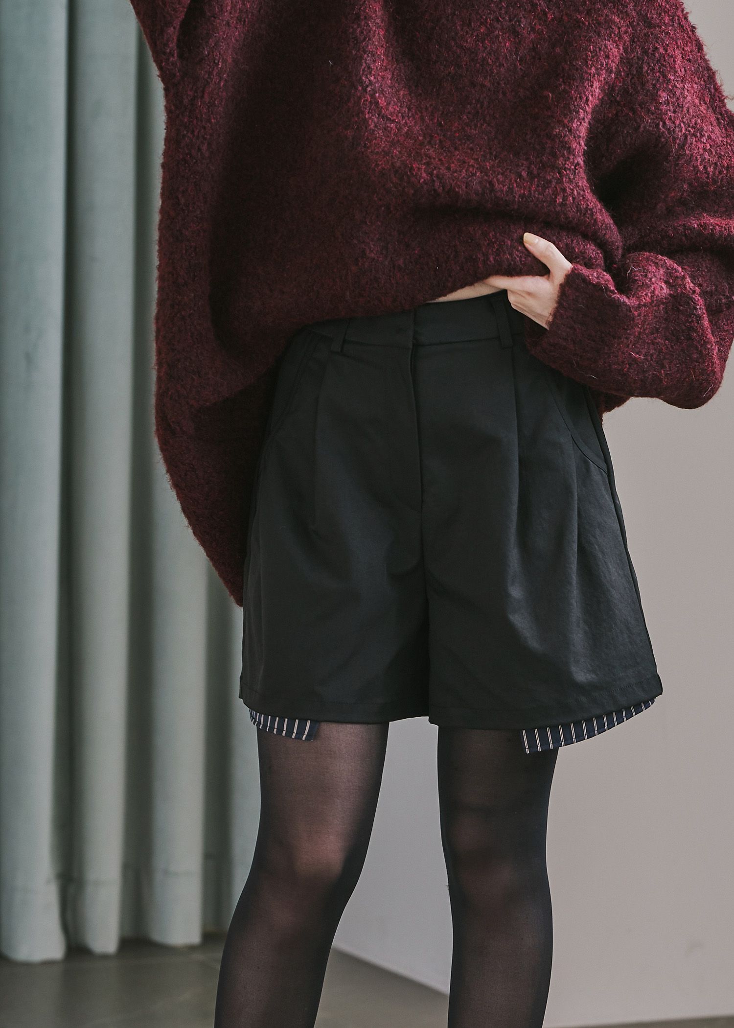 stripe pocket peep tuck chino S/PT