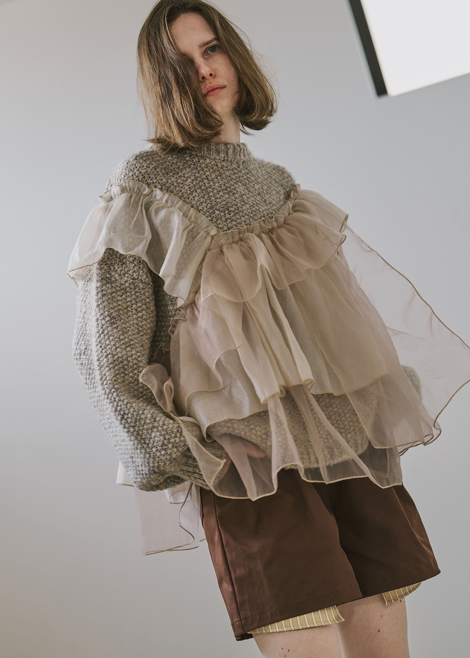 stripe pocket peep tuck chino S/PT