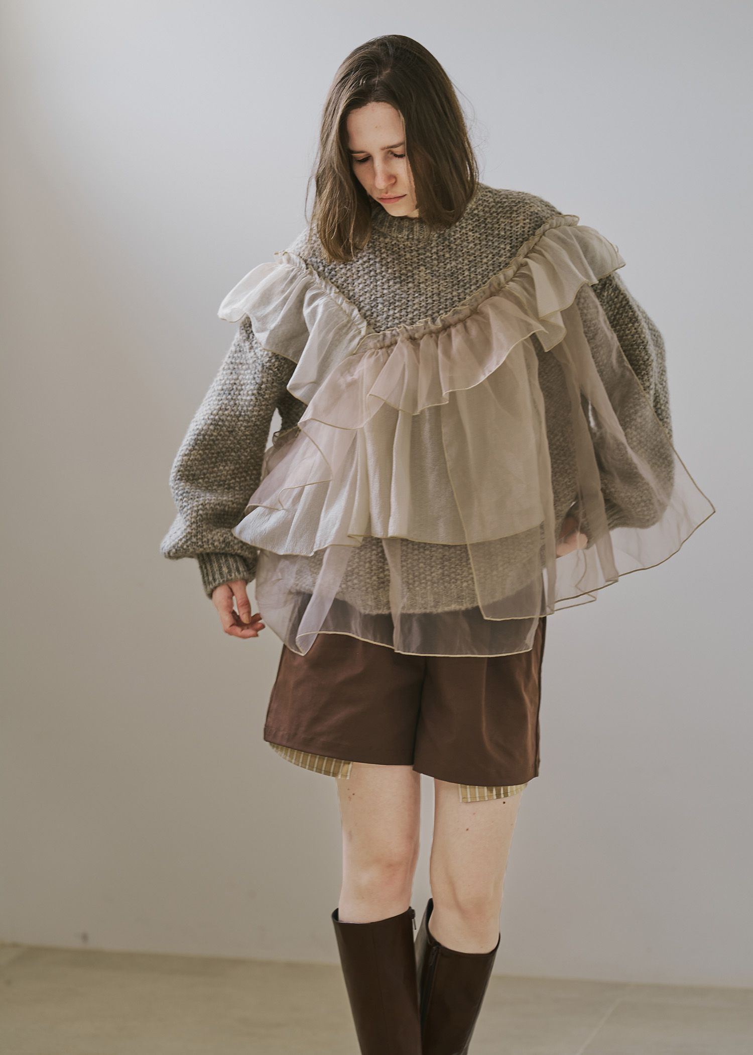 stripe pocket peep tuck chino S/PT