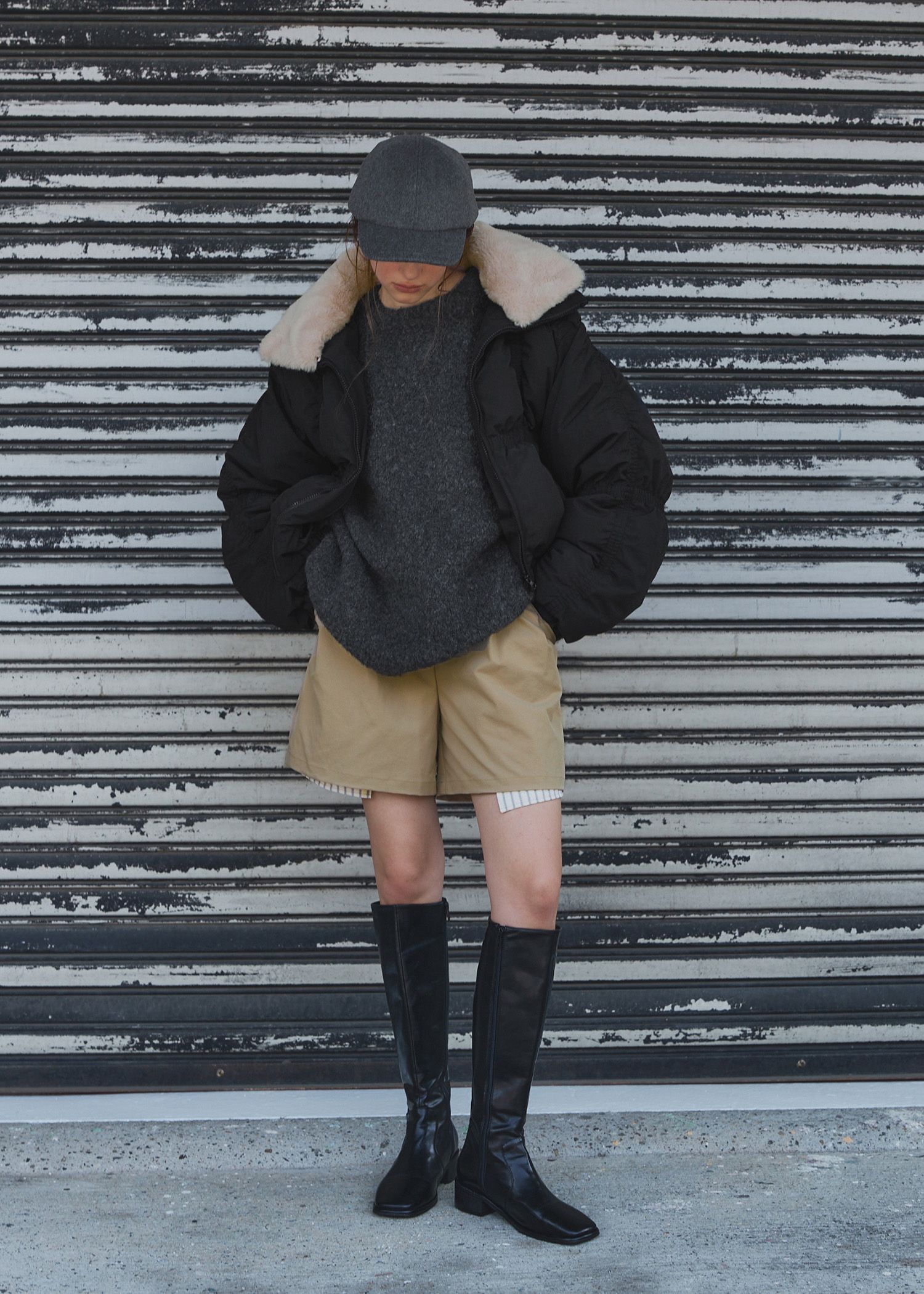 stripe pocket peep tuck chino S/PT