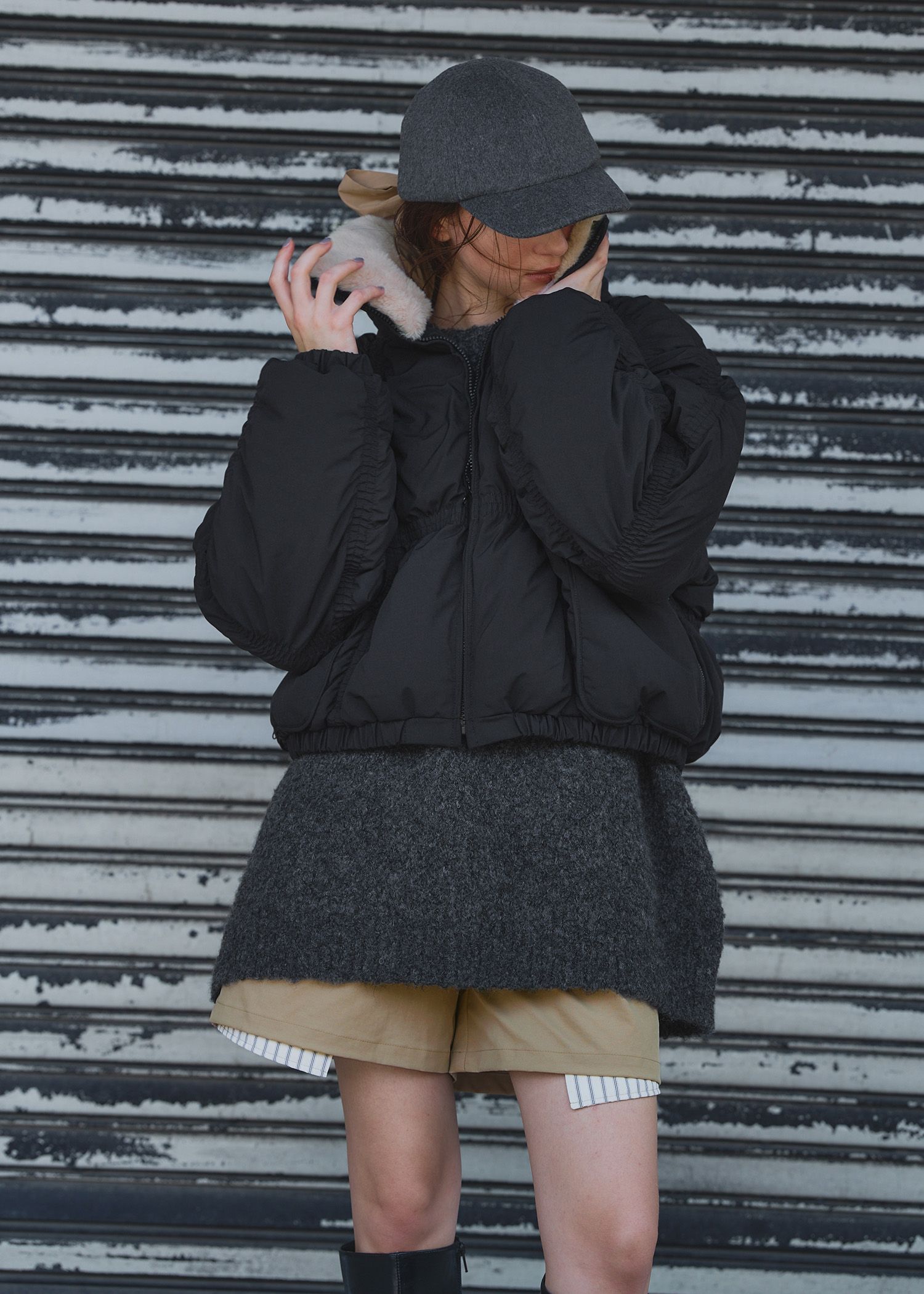 stripe pocket peep tuck chino S/PT