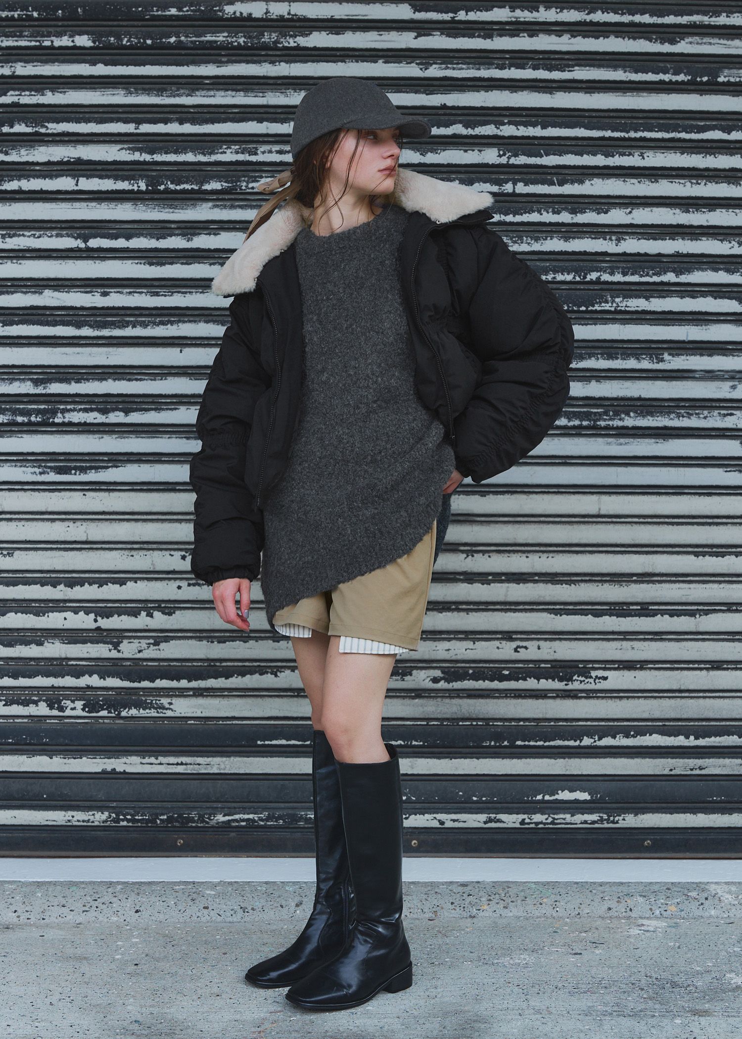 stripe pocket peep tuck chino S/PT