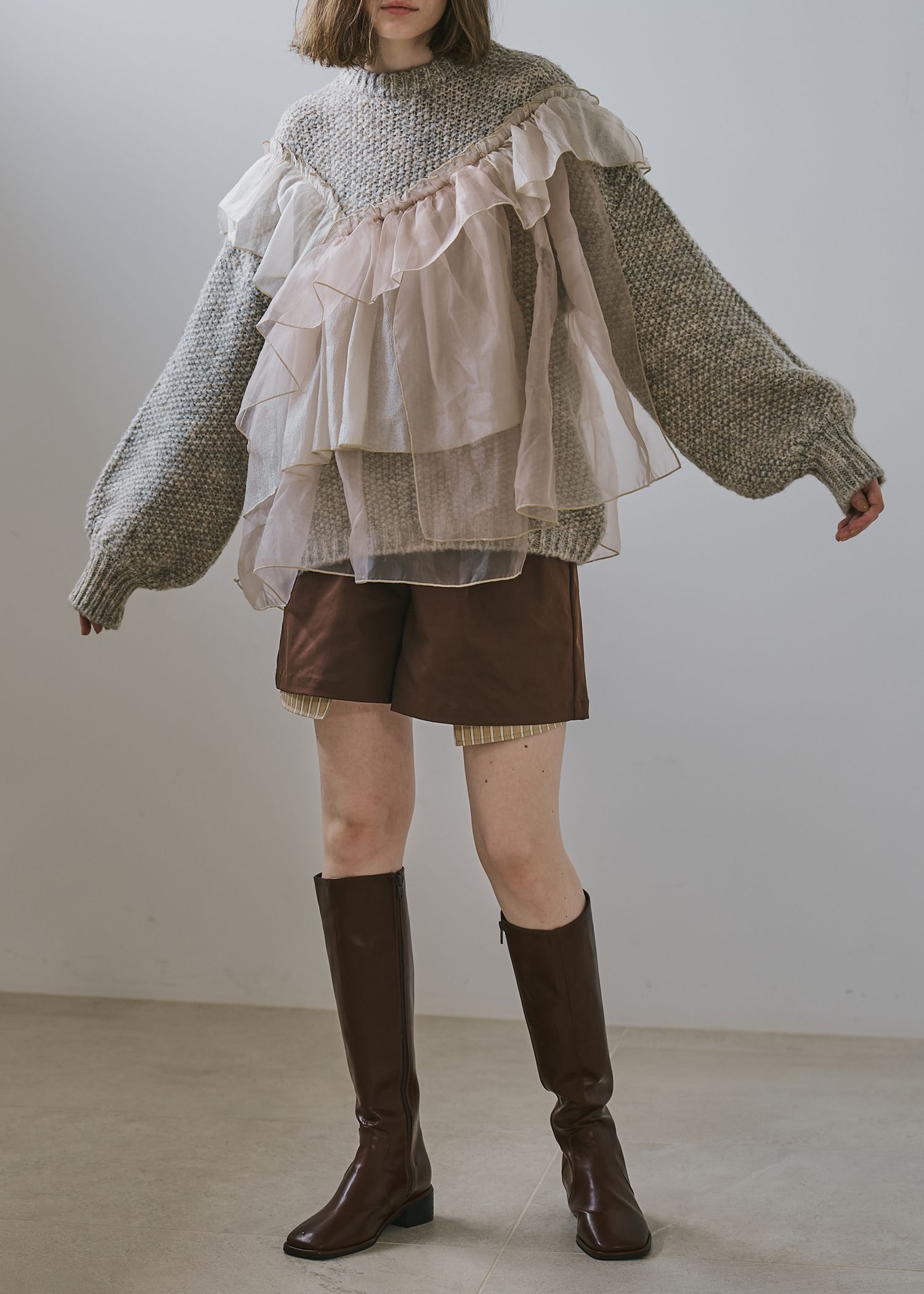 stripe pocket peep tuck chino S/PT