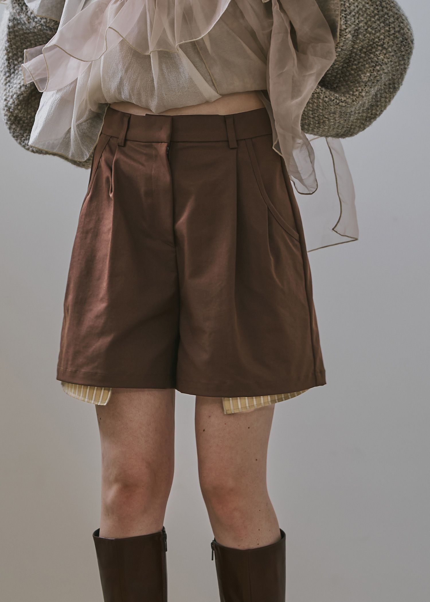 stripe pocket peep tuck chino S/PT