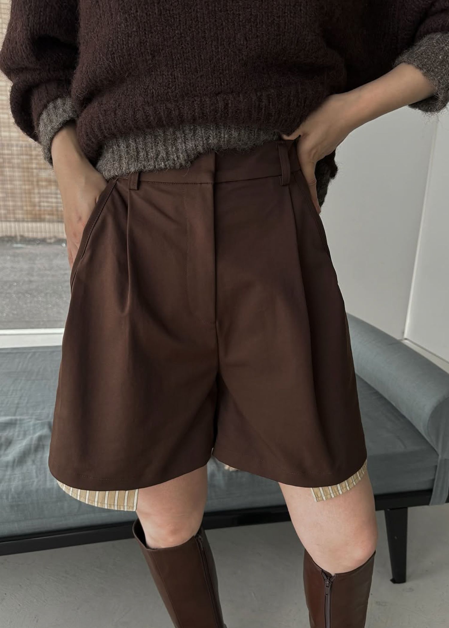 stripe pocket peep tuck chino S/PT