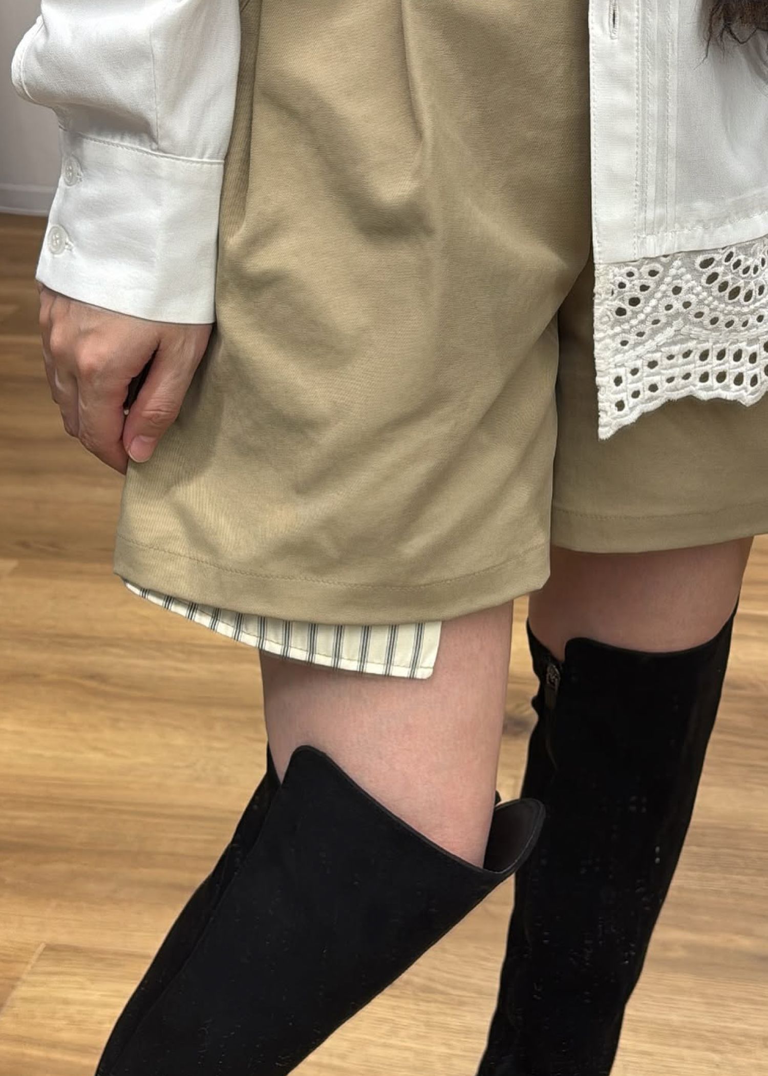 stripe pocket peep tuck chino S/PT