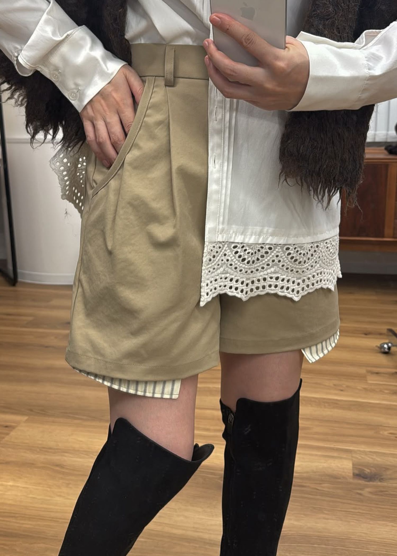 stripe pocket peep tuck chino S/PT