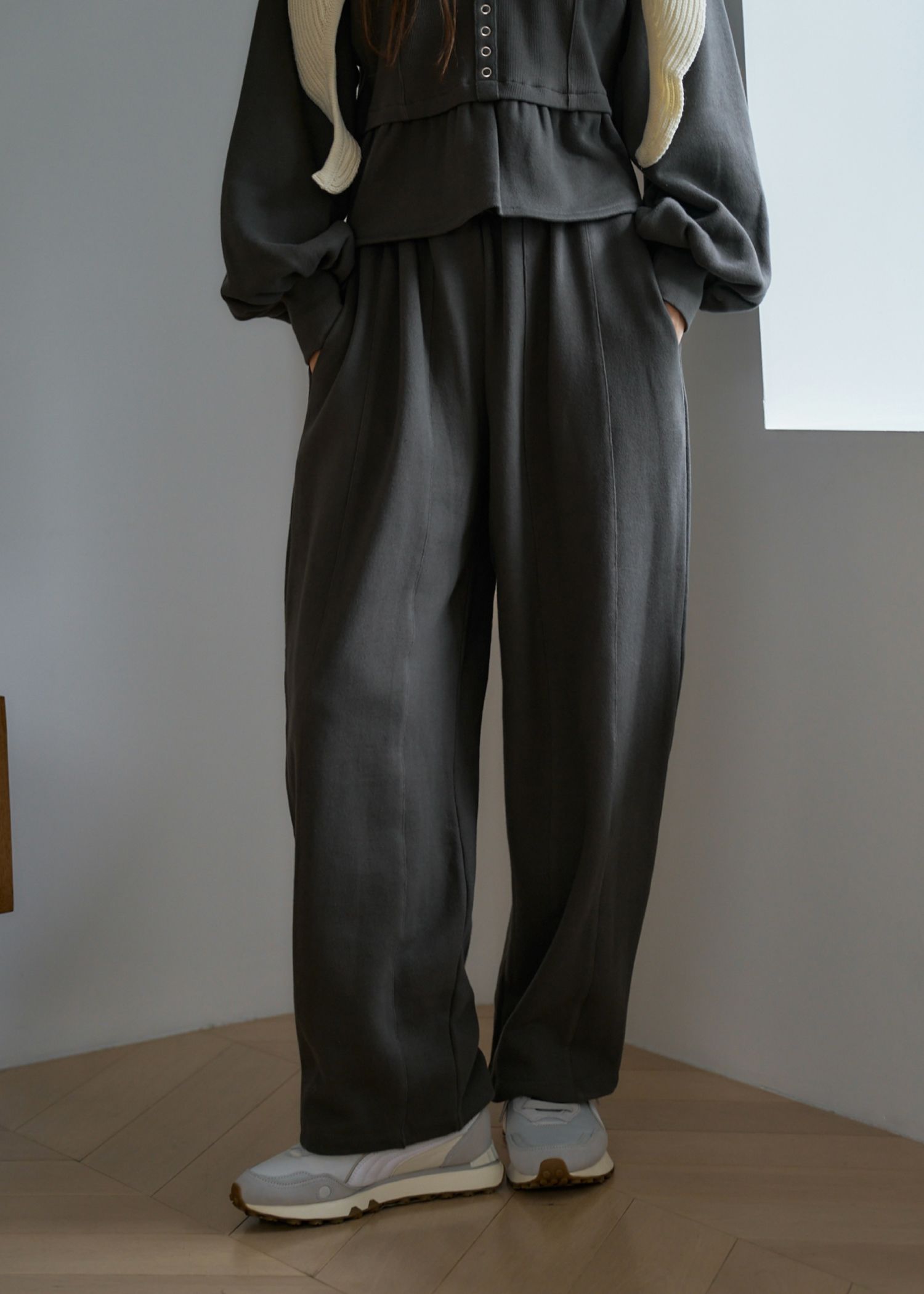 waist gather wide panel sweat PT