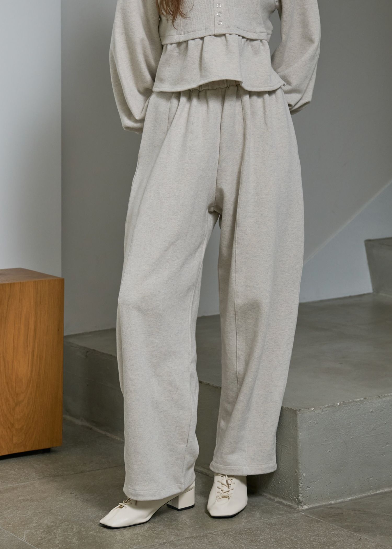 waist gather wide panel sweat PT