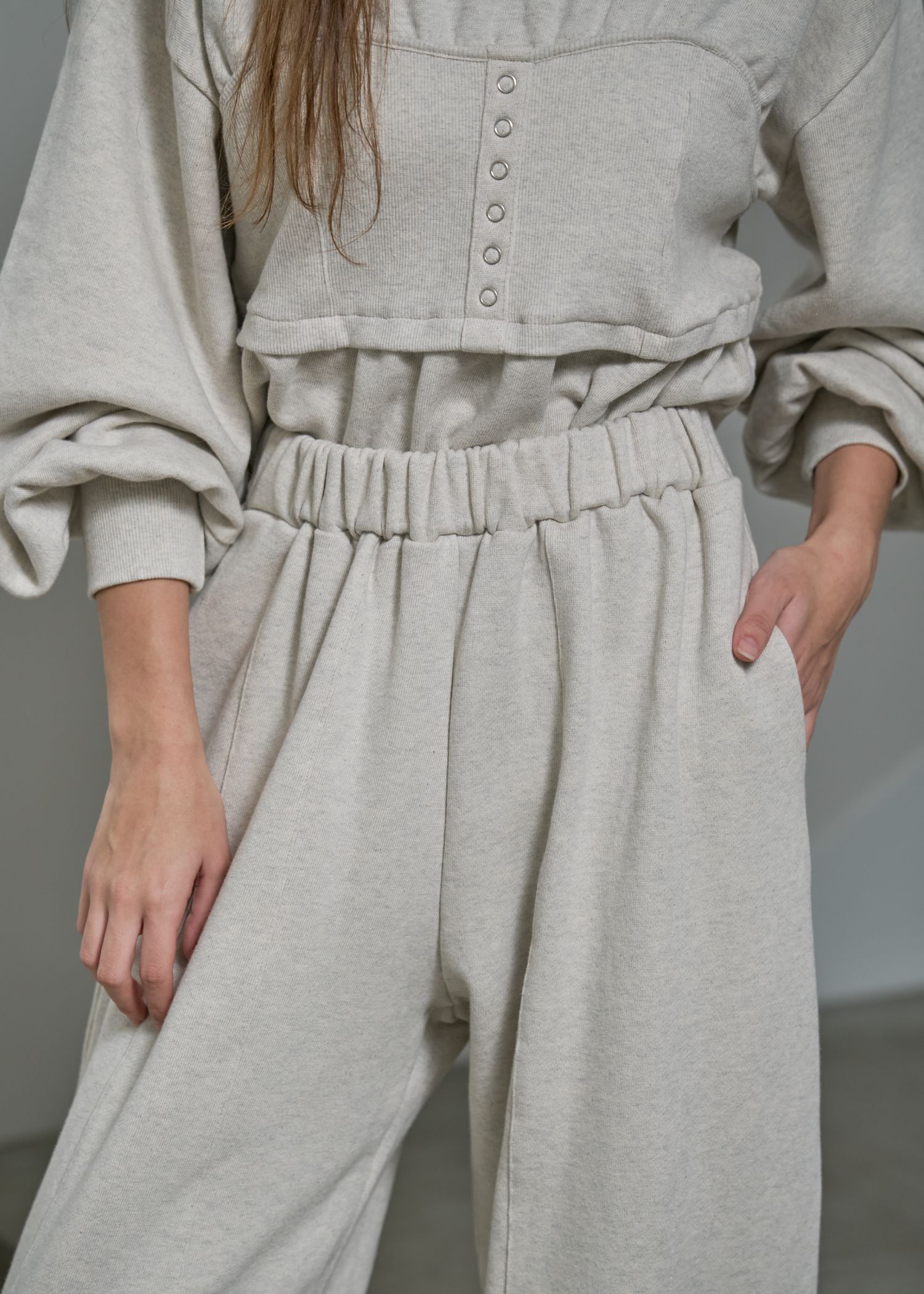 waist gather wide panel sweat PT