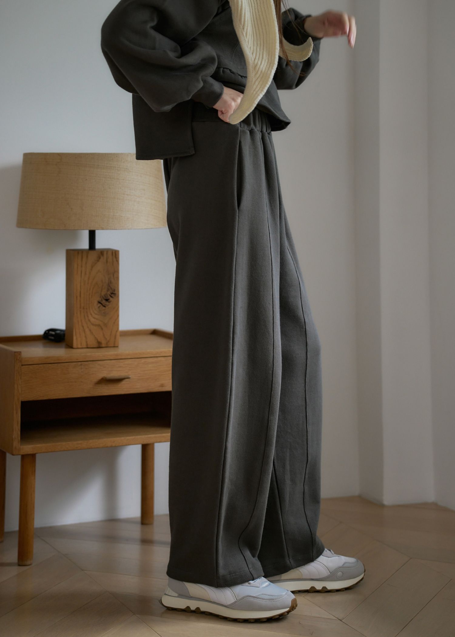 waist gather wide panel sweat PT