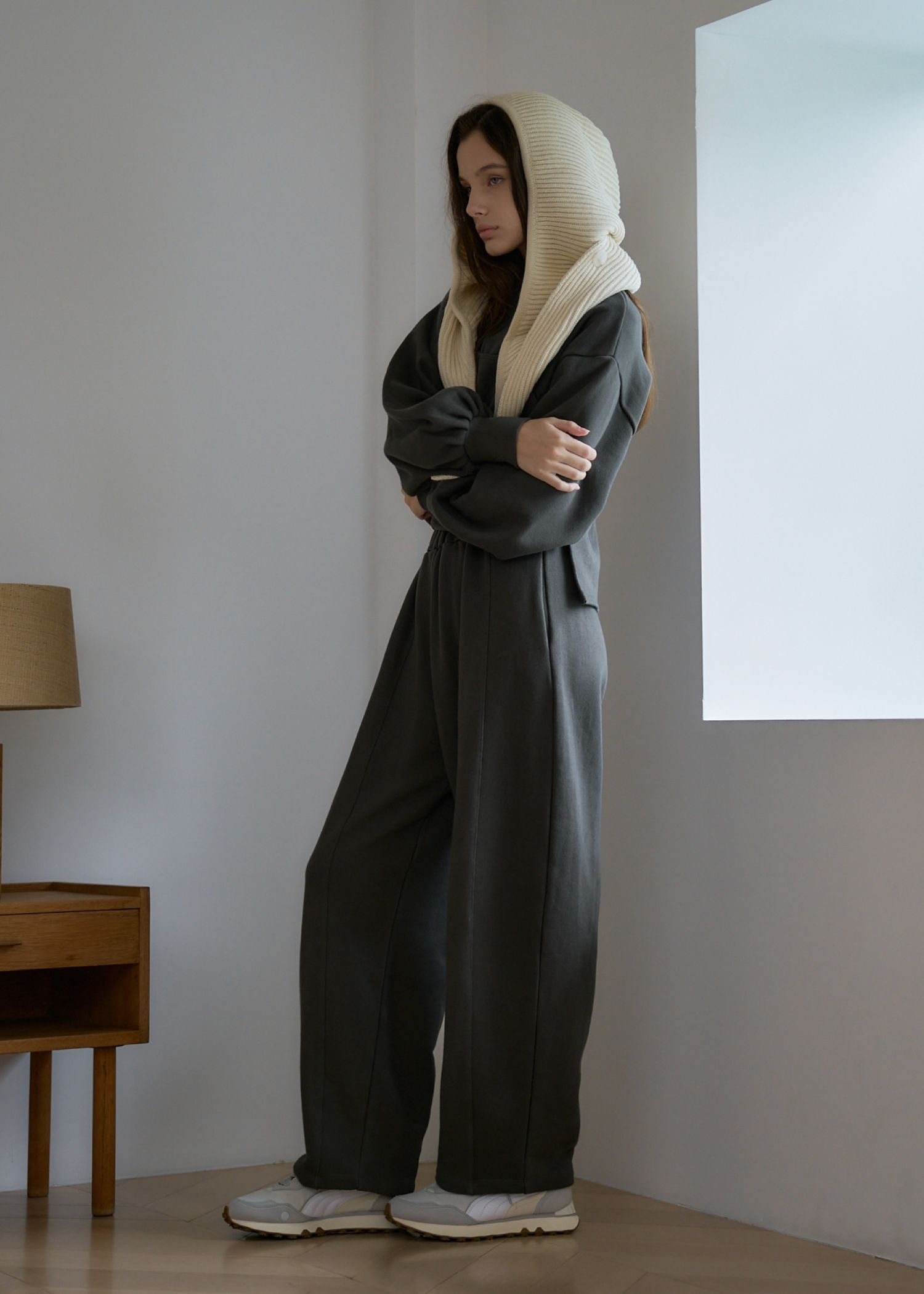 waist gather wide panel sweat PT