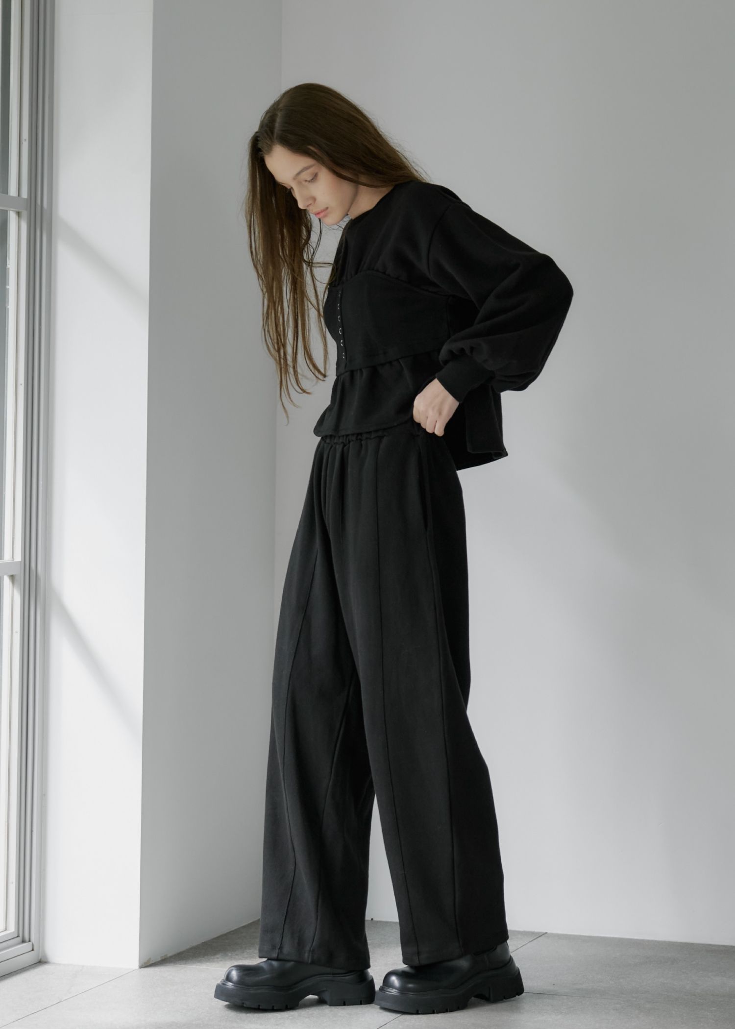 waist gather wide panel sweat PT