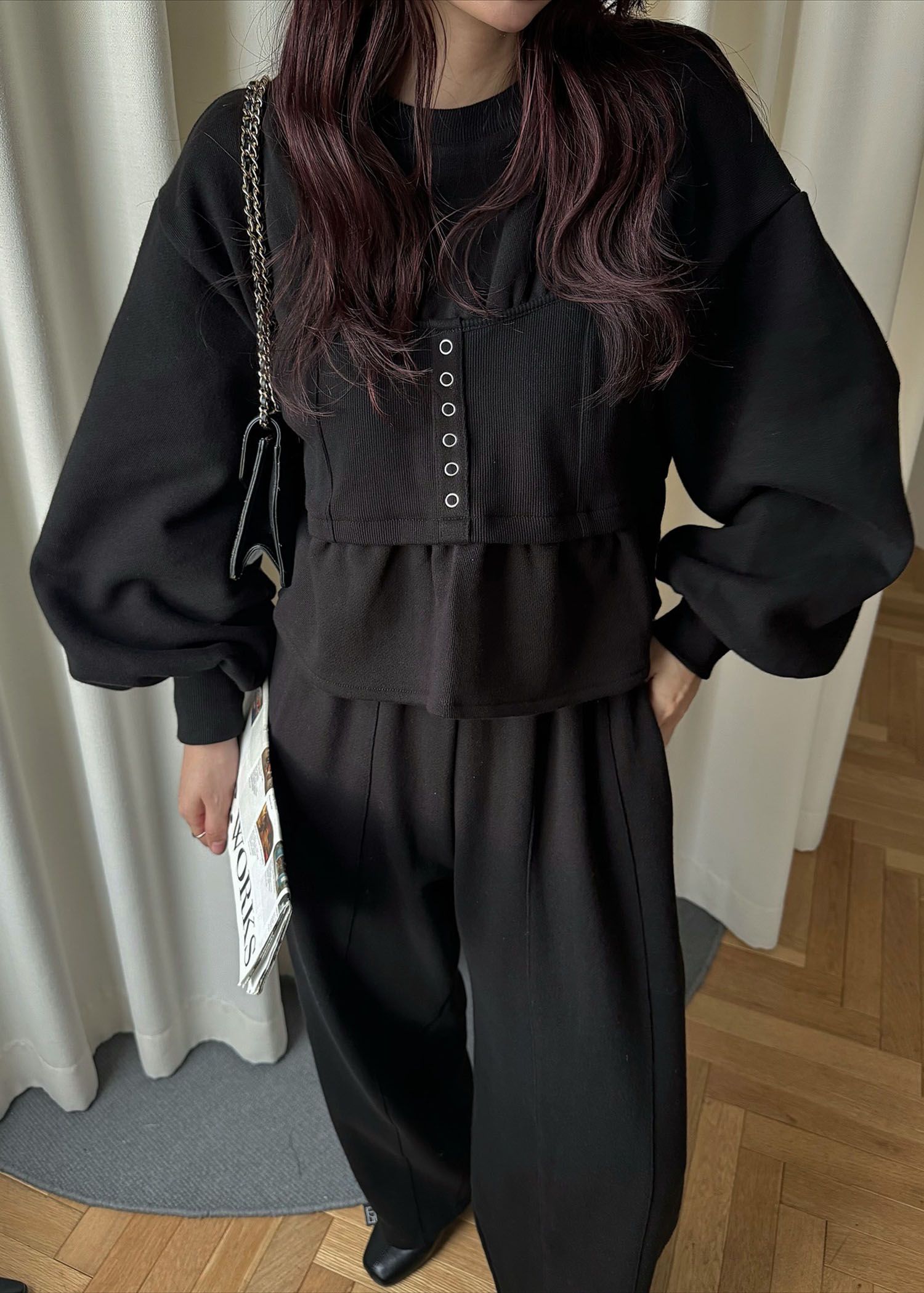 waist gather wide panel sweat PT