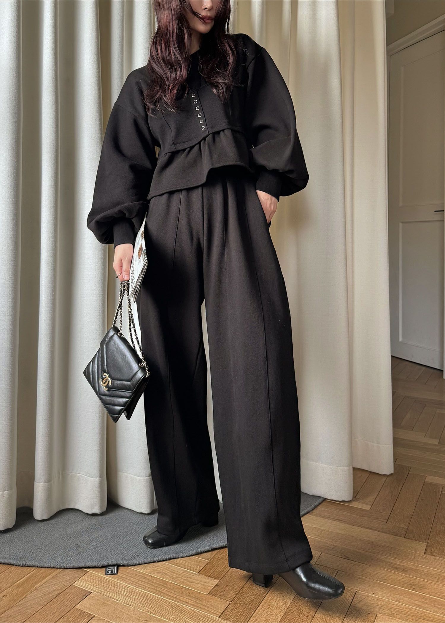 waist gather wide panel sweat PT