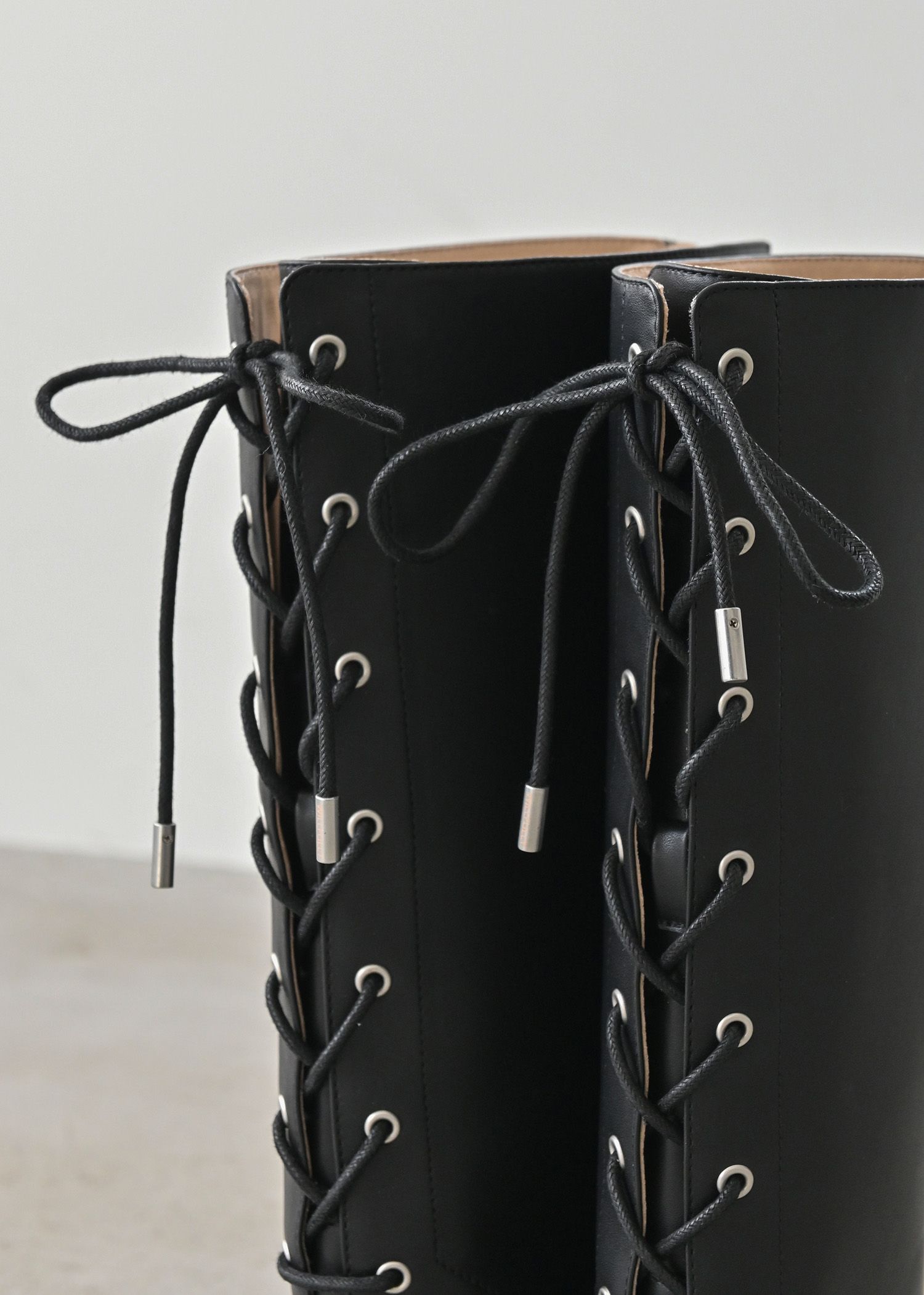 lace up belt design long boots
