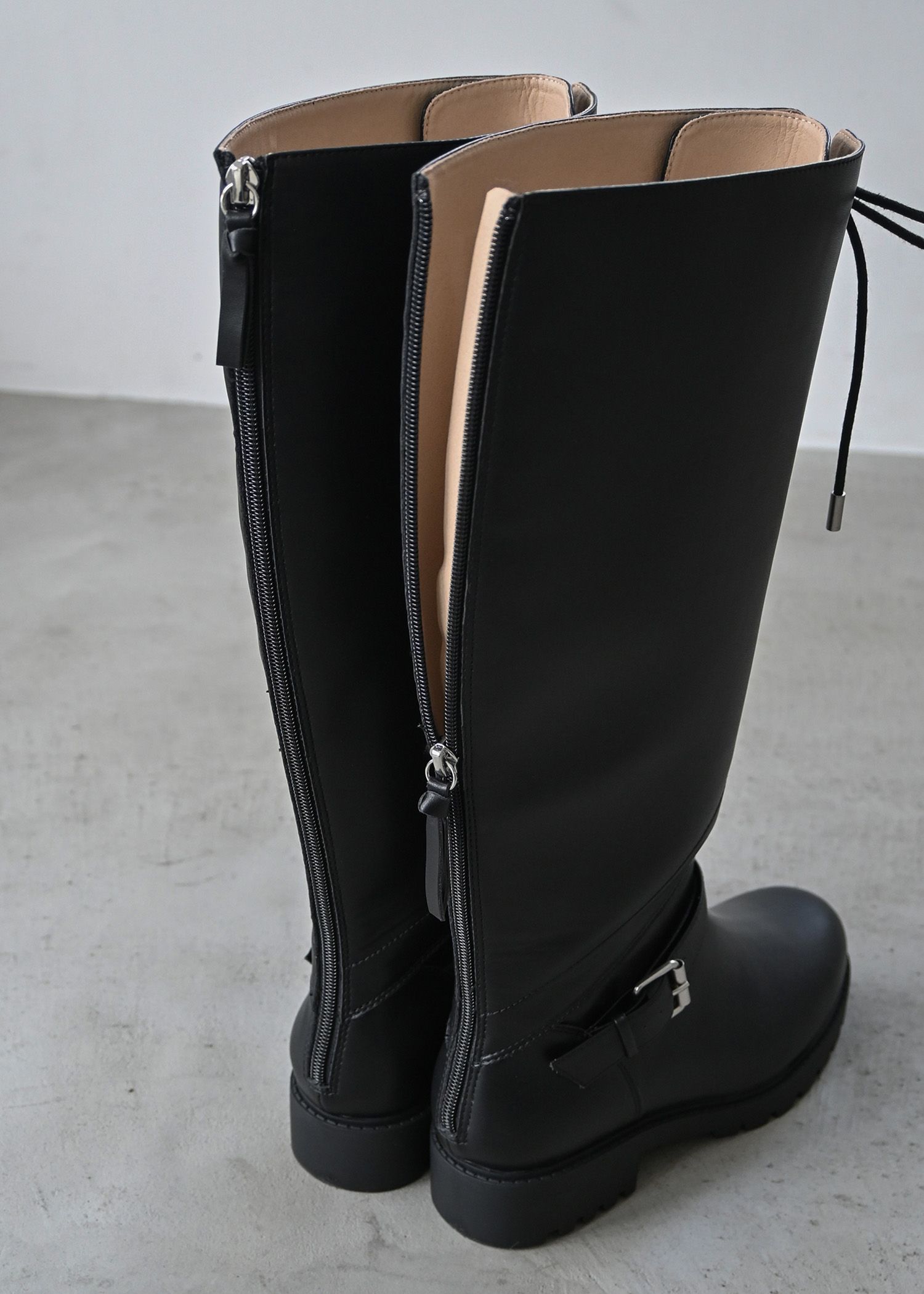 lace up belt design long boots