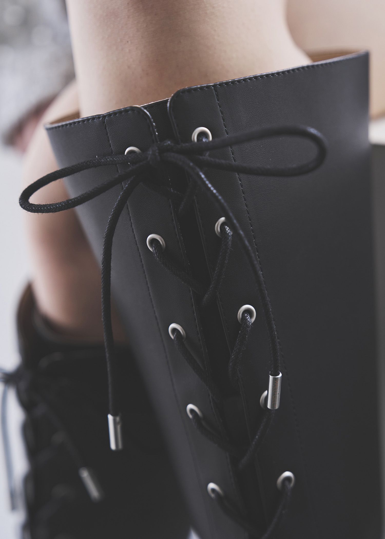 lace up belt design long boots