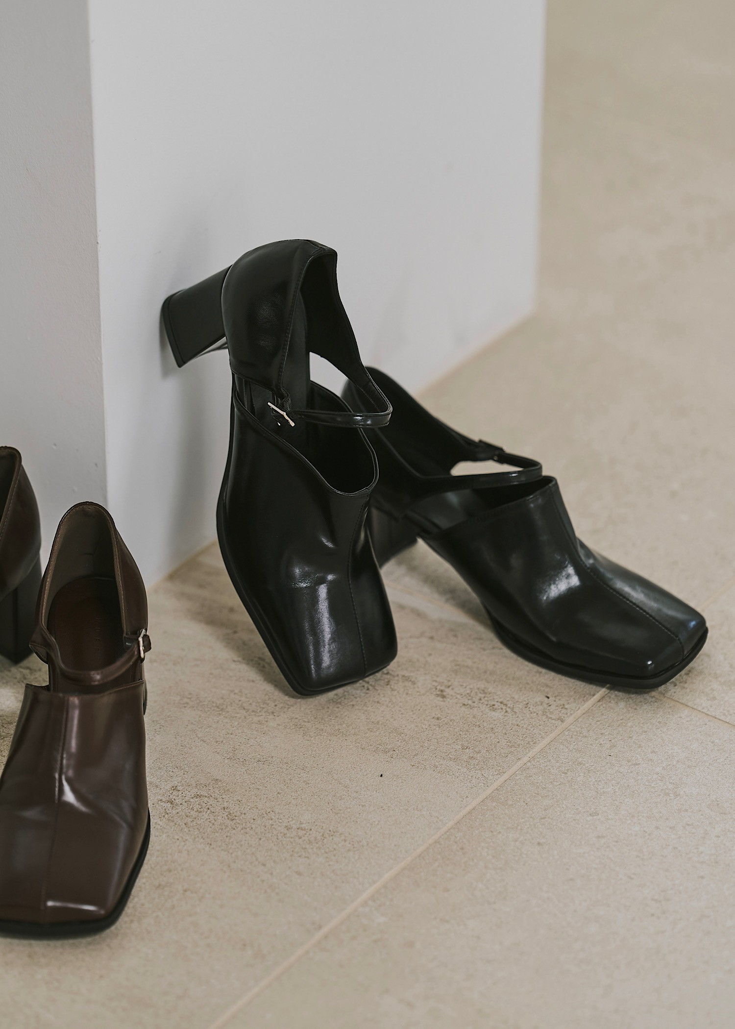 wide square strap pumps