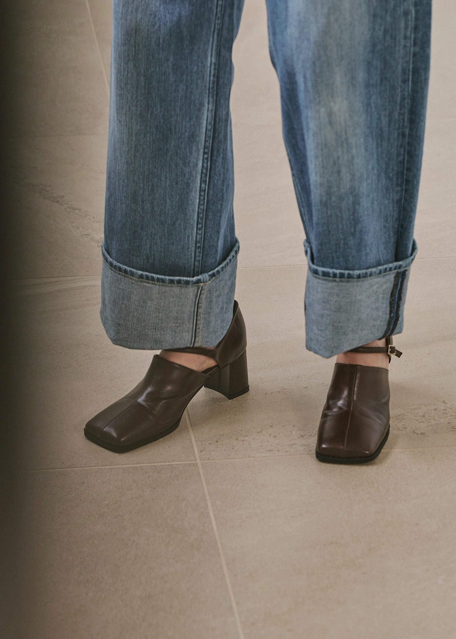 wide square strap pumps