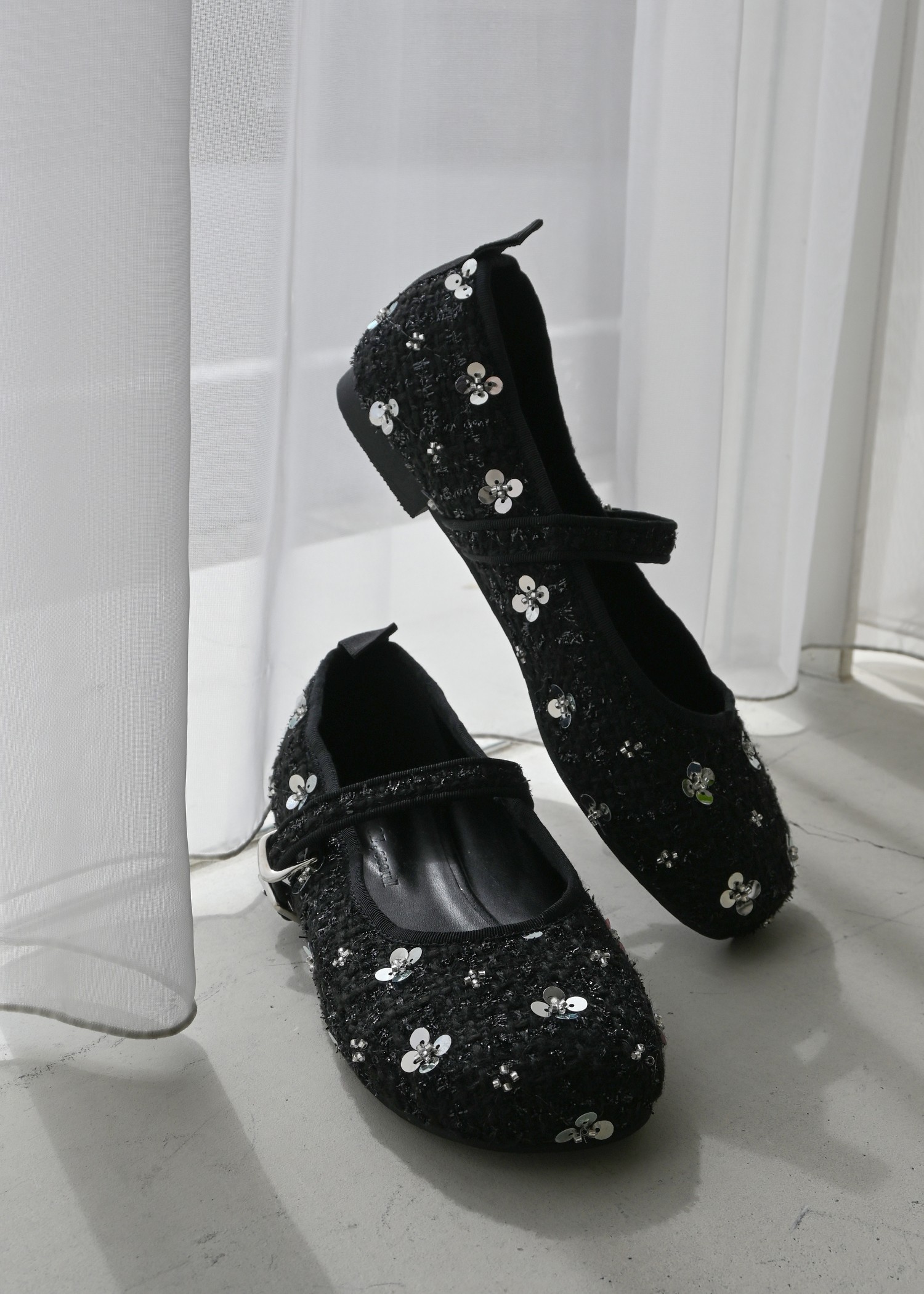 beaded strap ballet shoes