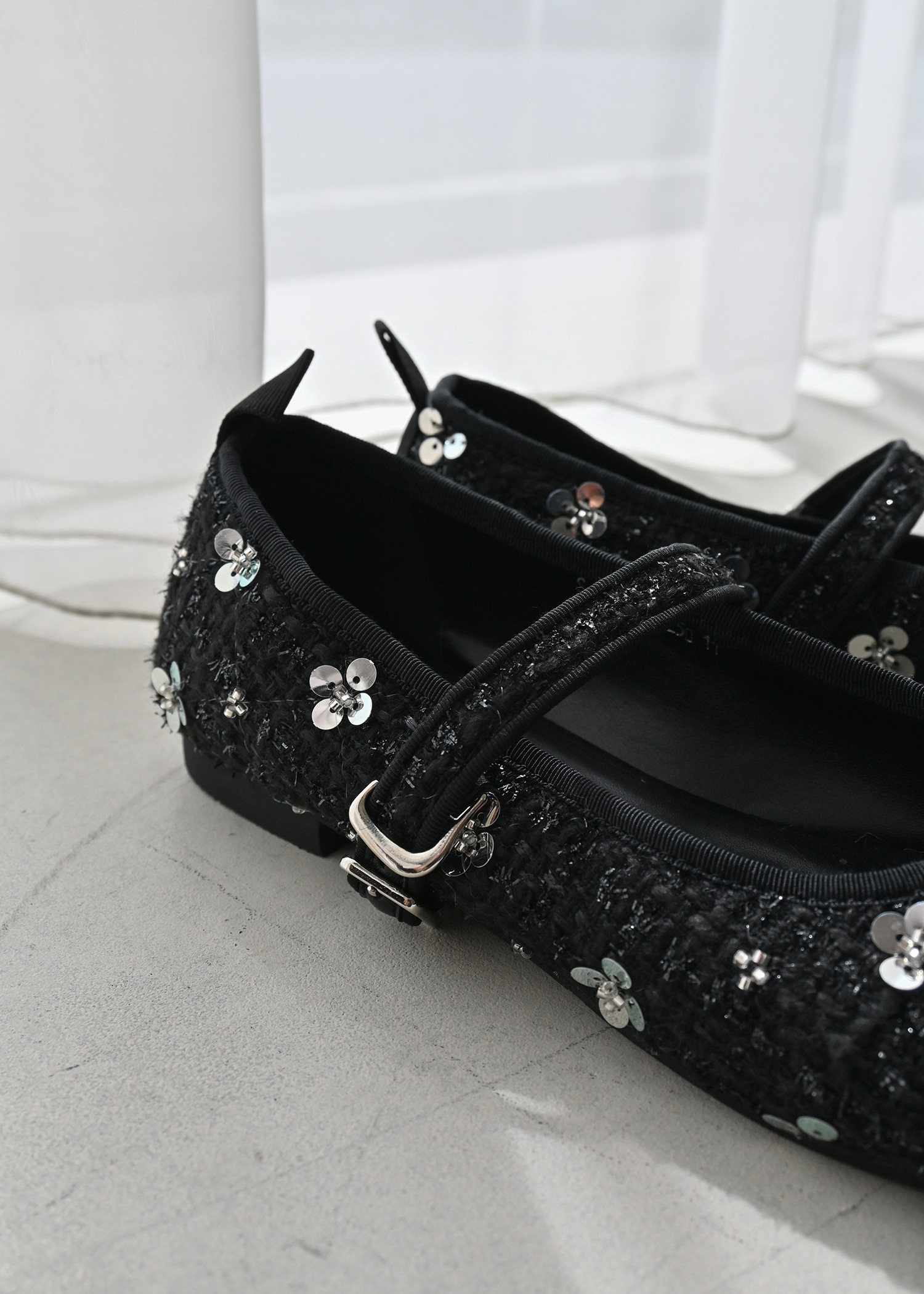 beaded strap ballet shoes