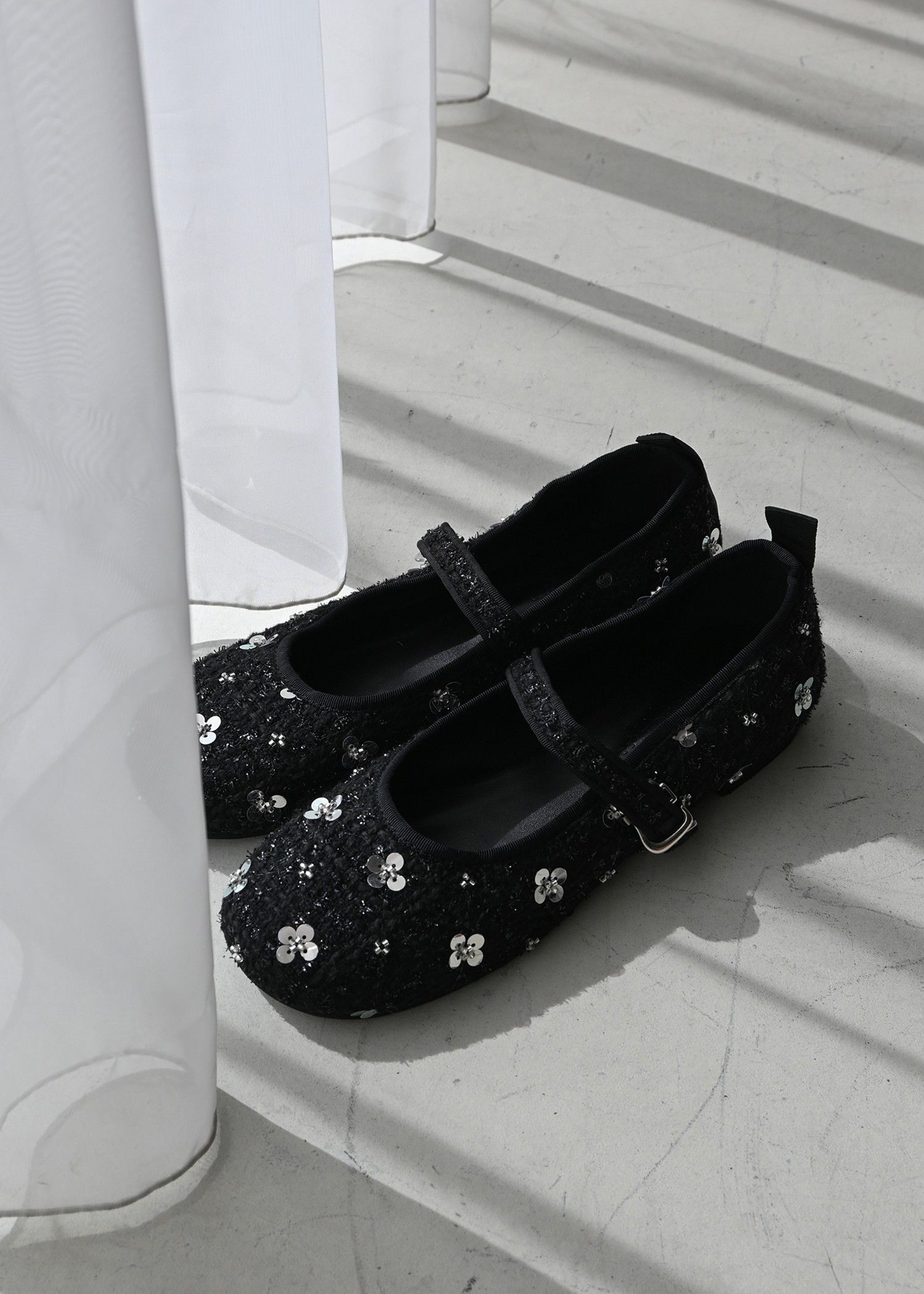 beaded strap ballet shoes